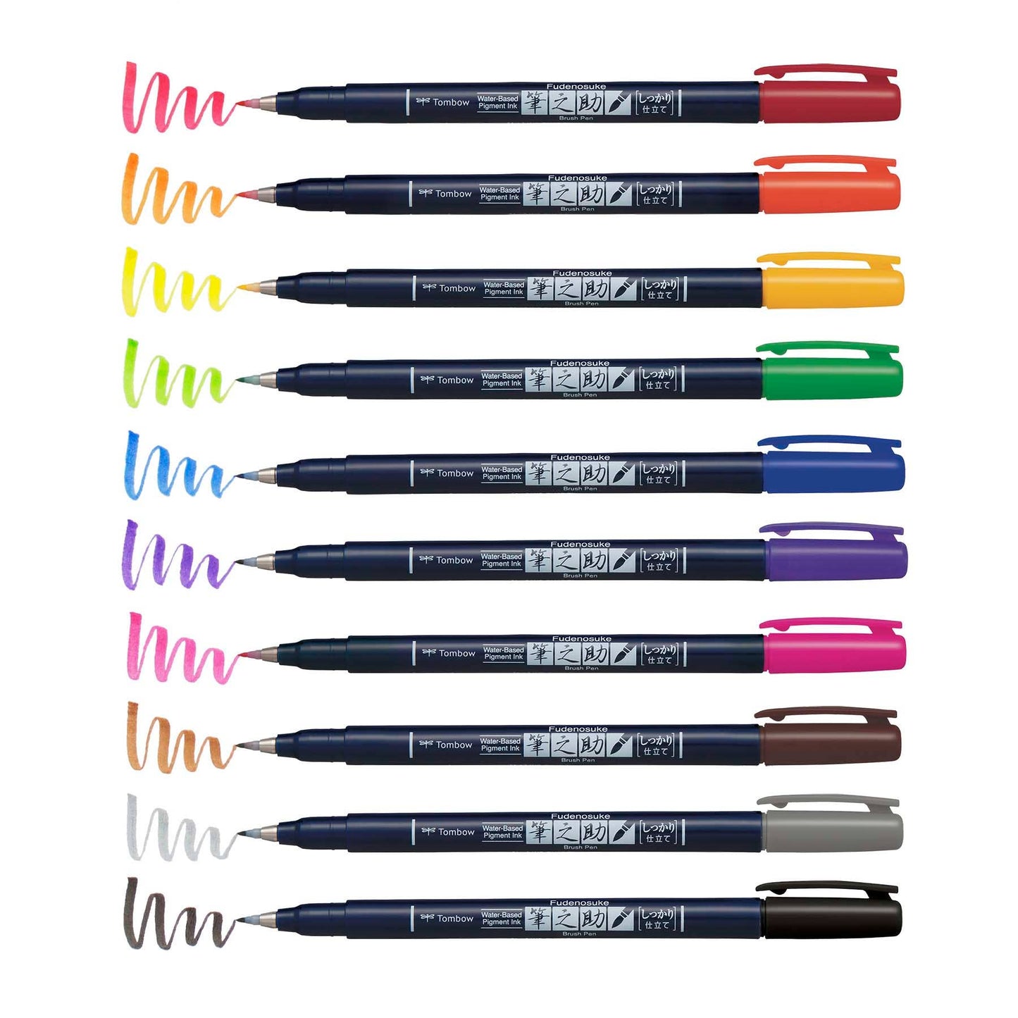Tombow - Fudenosuke Colors Calligraphy Brush Pens - 10-Pack