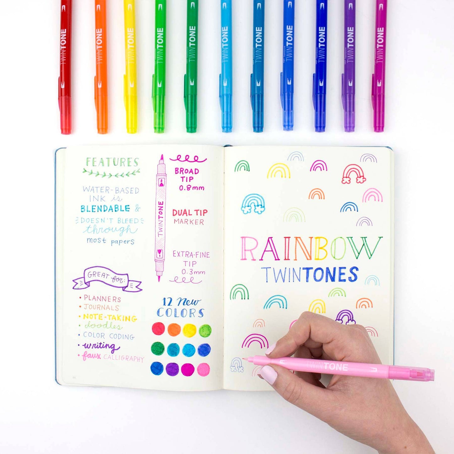 Tombow - TwinTone Marker Set: Rainbow - 12-Pack