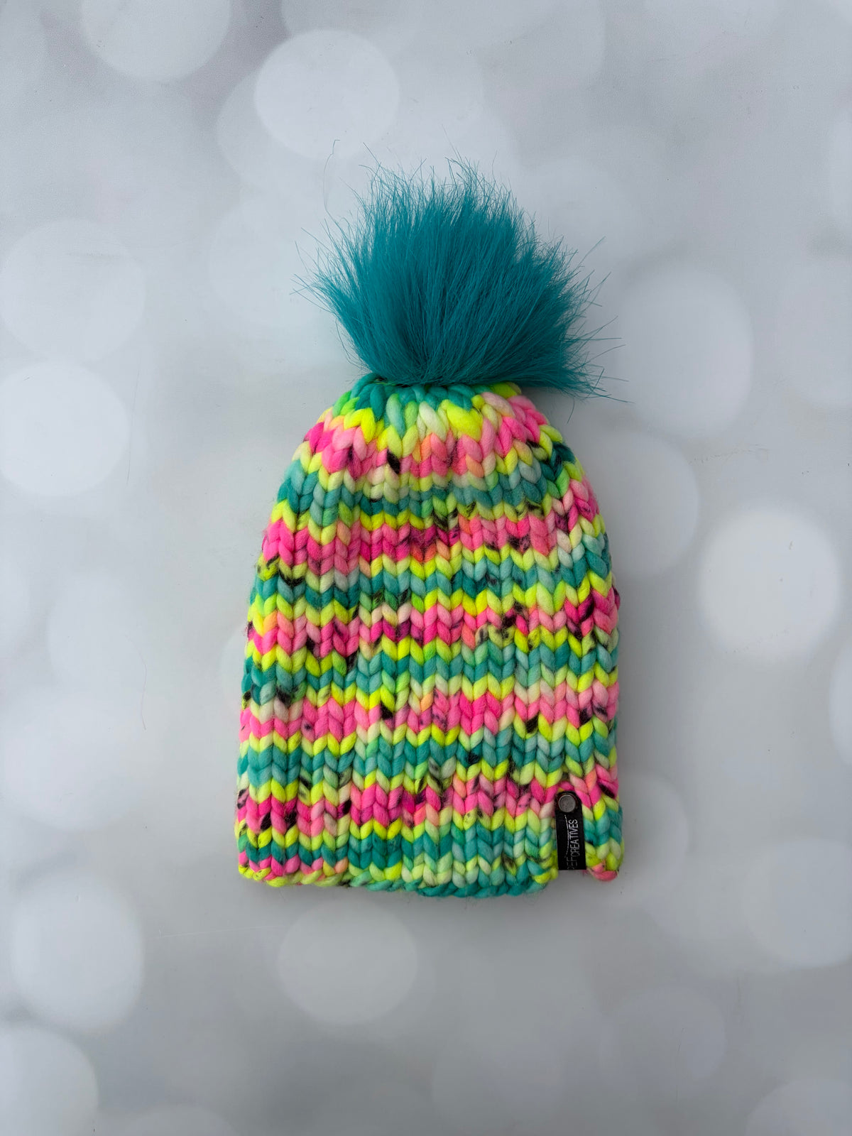 Luxury Neon Merino Wool Knit Hat - Boombox Neon Beanie Hand Knit Hat with Hand Dyed Yarn