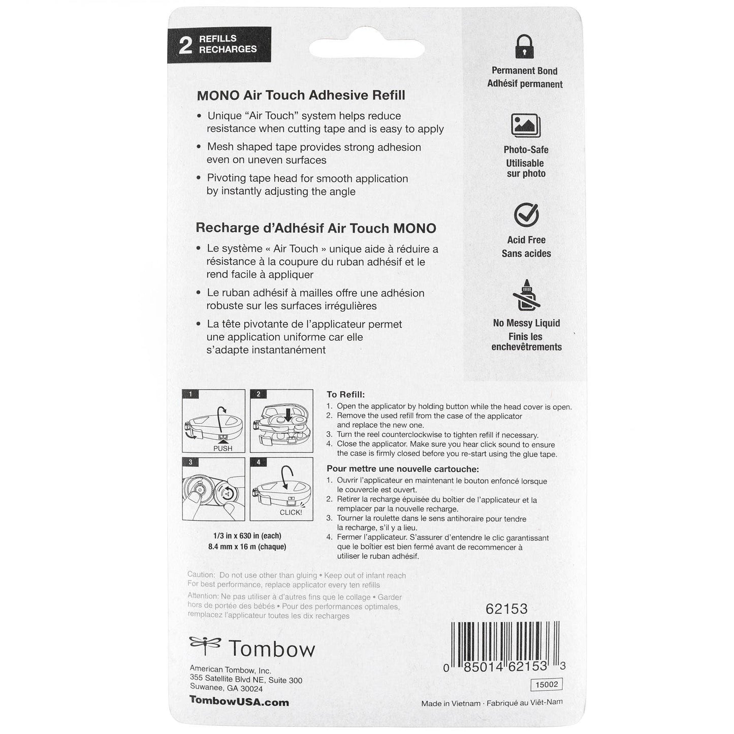 Tombow - MONO Air Touch Refill, 2-Pack