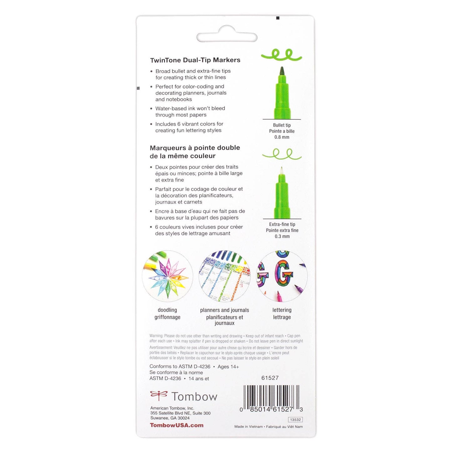 Tombow - TwinTone Marker Set, 6-Pack Rainbow