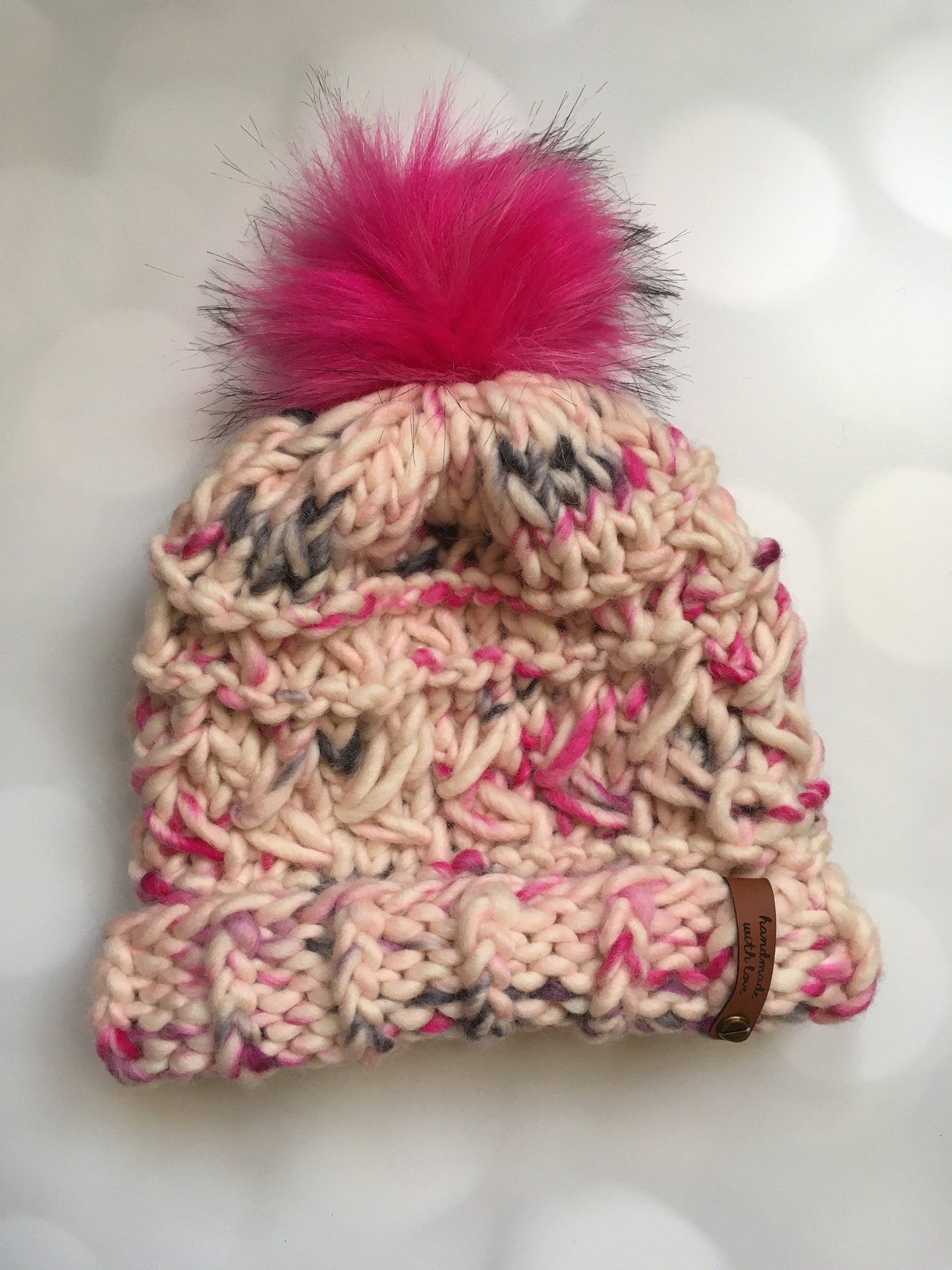 Pink Knit Hat - Valentine Vibes Hand Knit Hat
