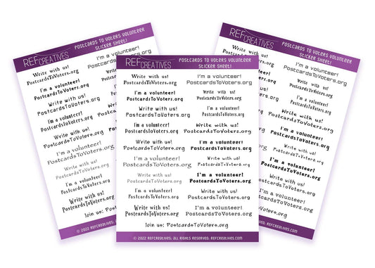 Postcards To Voters Volunteer Sticker Sheet
