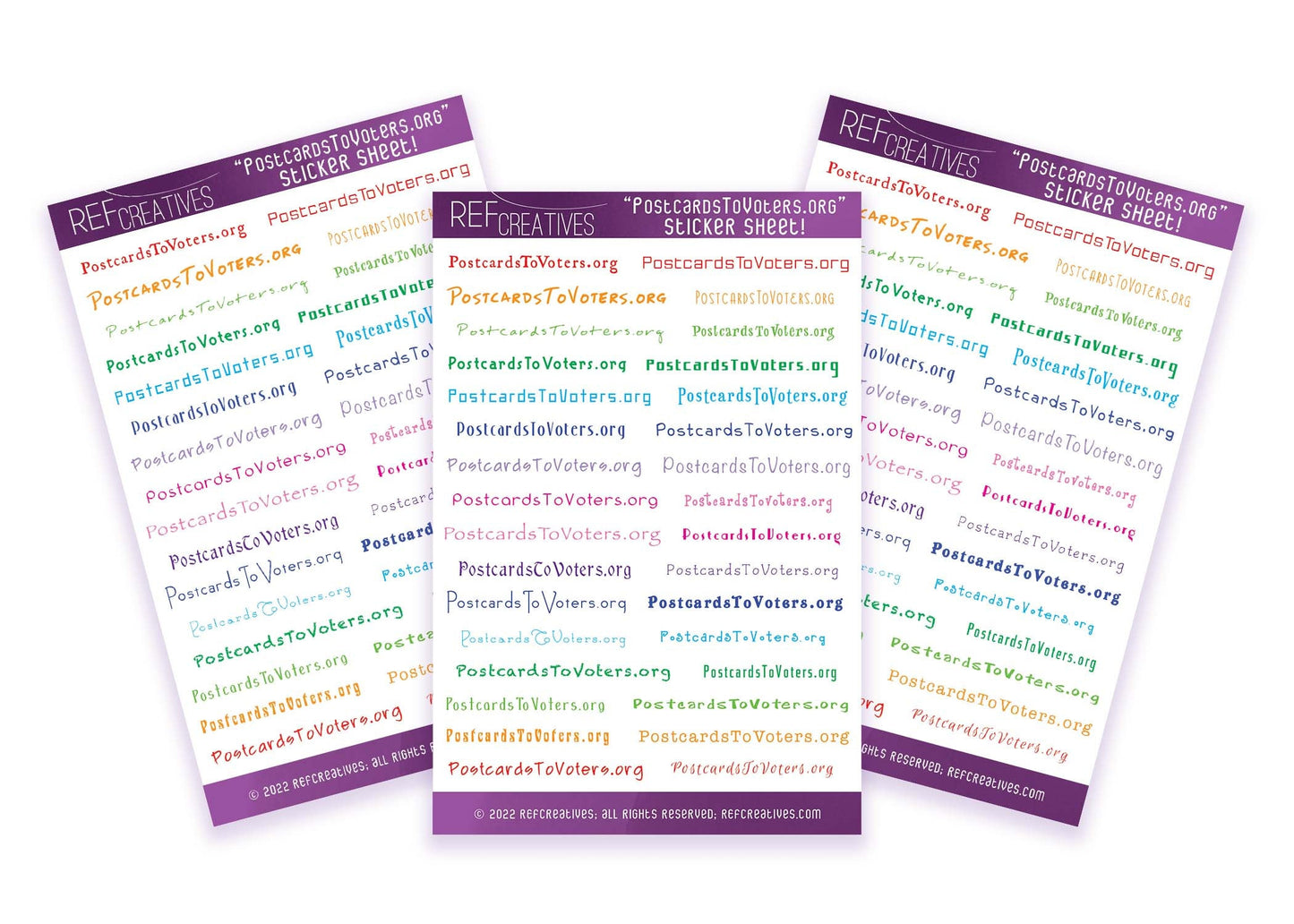 Postcards To Voters Sticker Sheet - Rainbow Colors!