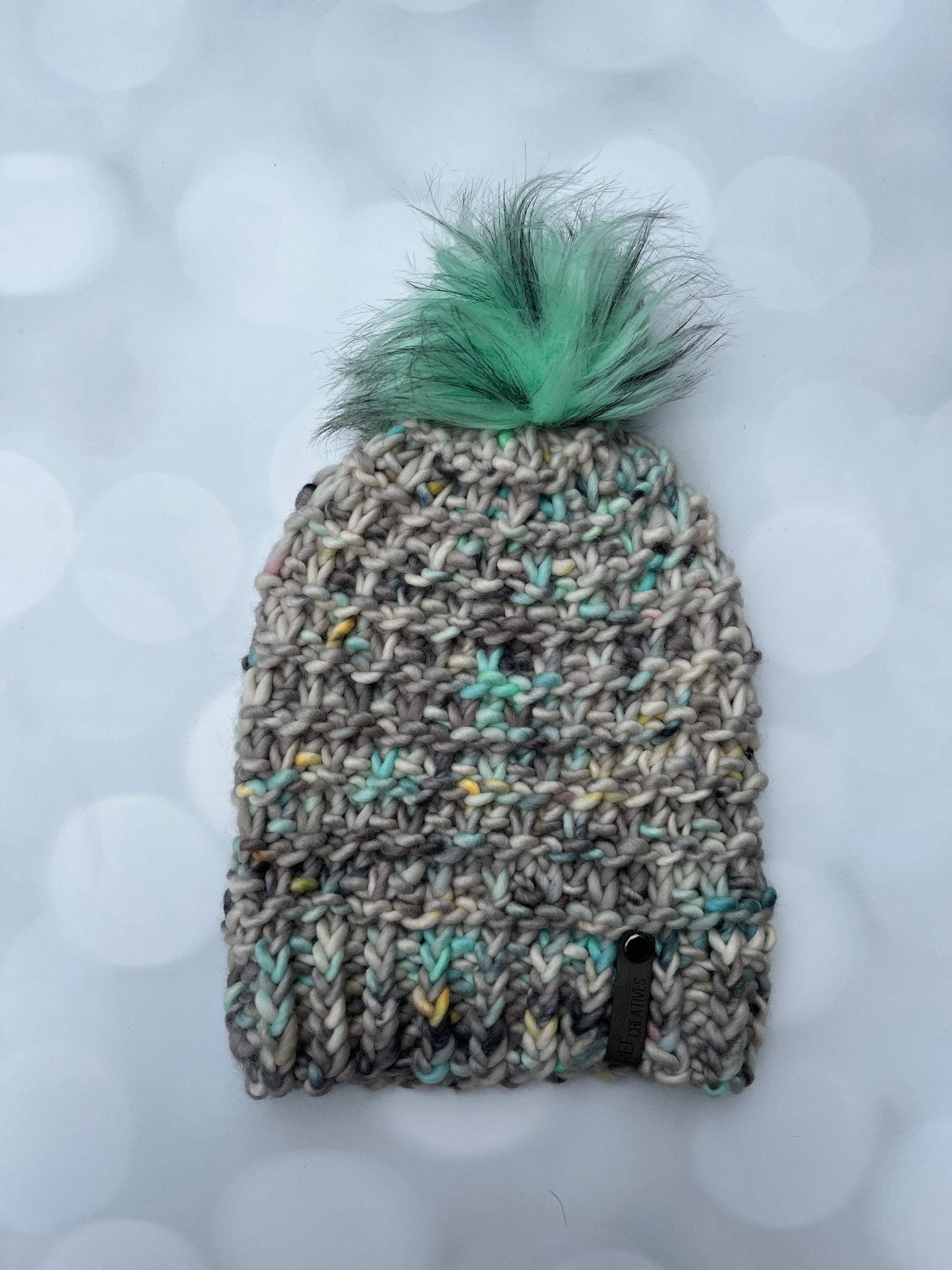 Luxury Grey Merino Wool Knit Hat - Stormy Seas Hand Knit Hat with Hand Dyed Yarn