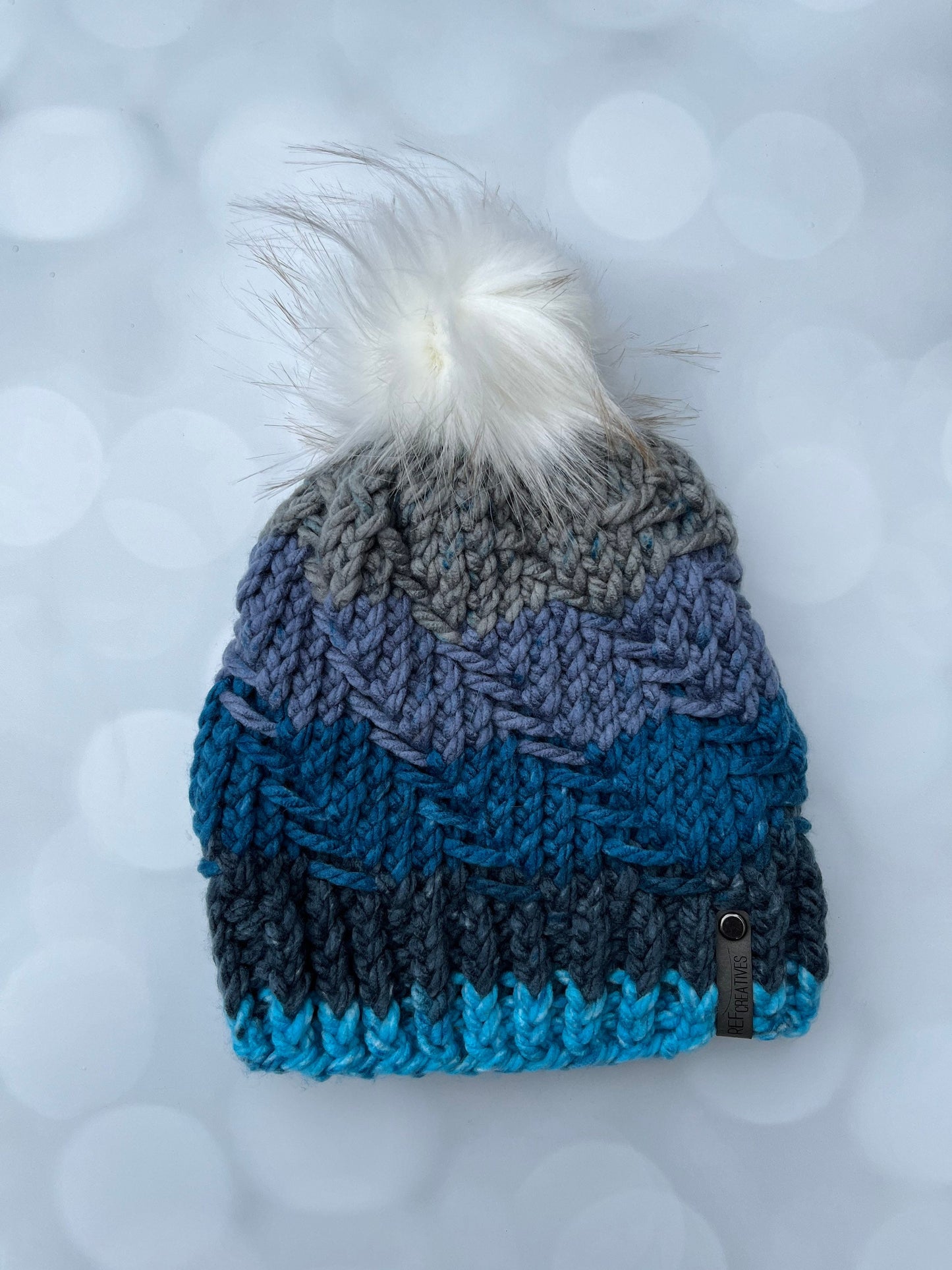 Blue Knit Hat - Winter Blues Hand Knit Hat