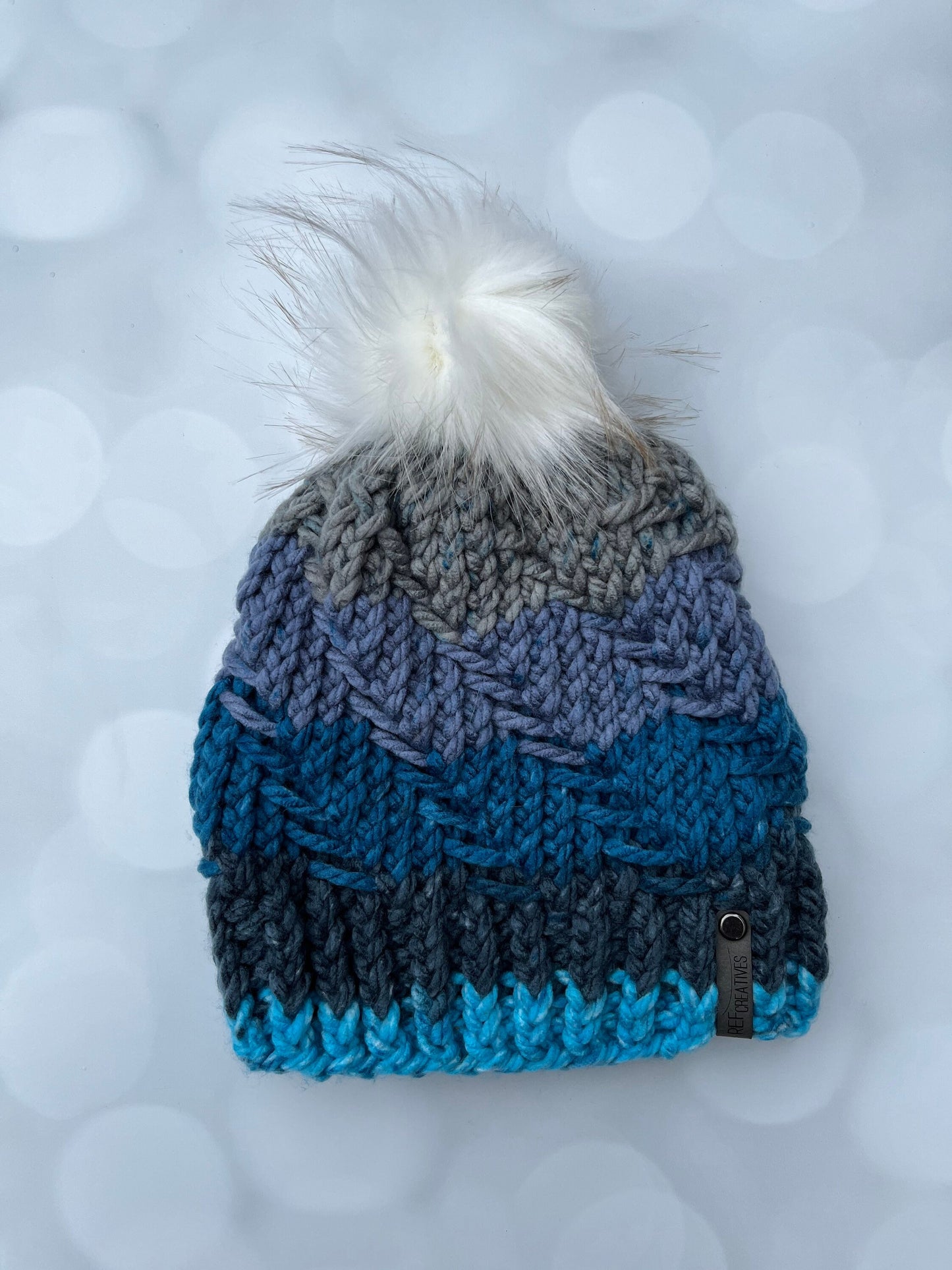 Blue Knit Hat - Winter Blues Hand Knit Hat
