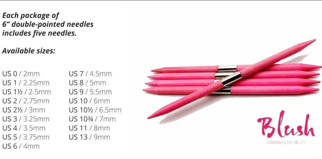 Lykke Knitting Needle Tips - 6" Double Pointed Needle Sets - Five Needles