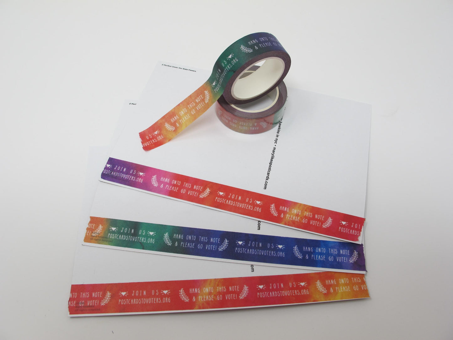 Mary Likes Postcards Rainbow Postcards to Voters washi tape, perfect for decorating your get-out-the-vote postcards!