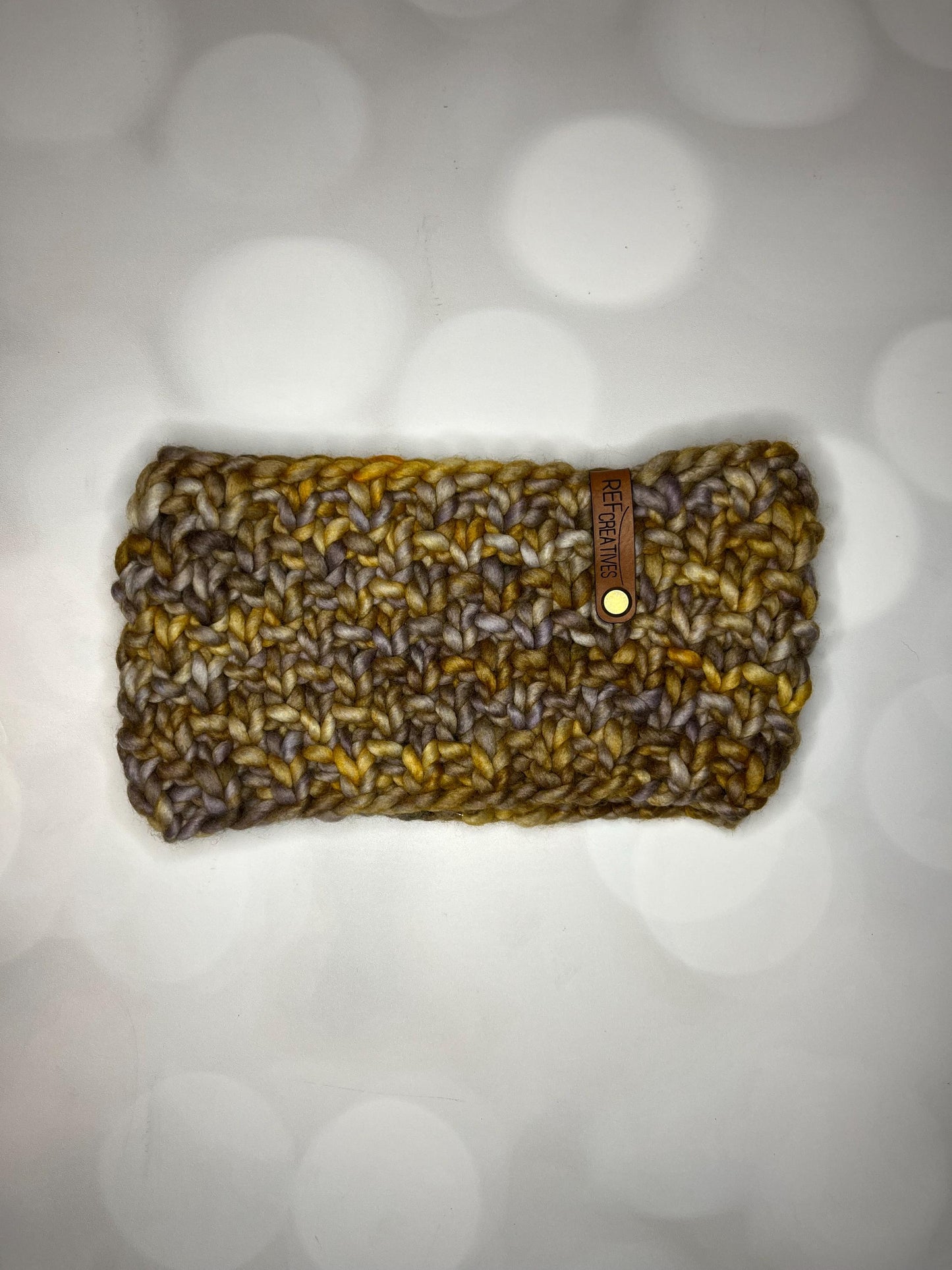 Luxury Gold and Silver Hand Knit Ear Warmer with Hand Dyed Yarn