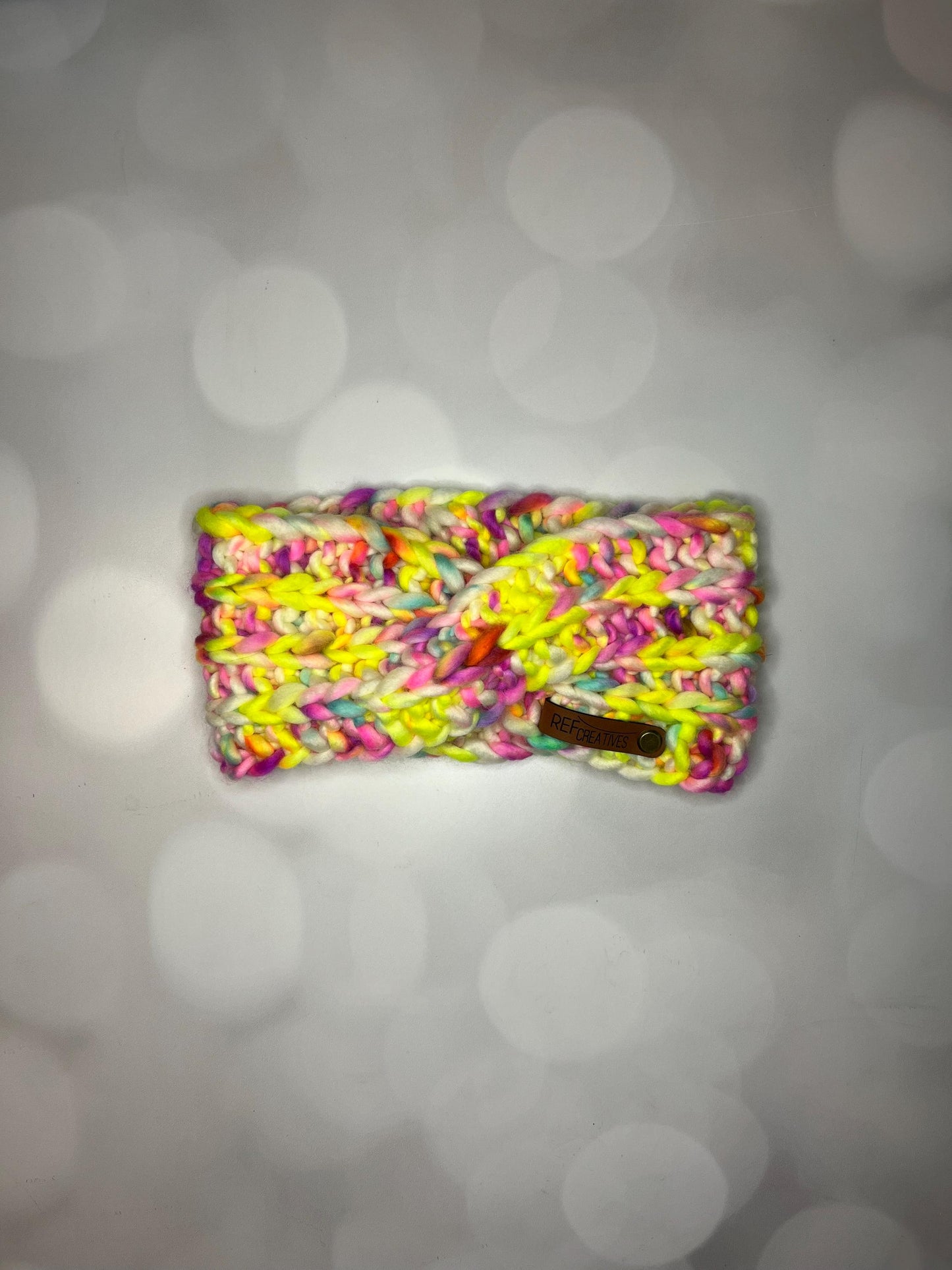 Luxury Neon Yellow Hand Knit Ear Warmer with Hand Dyed Yarn