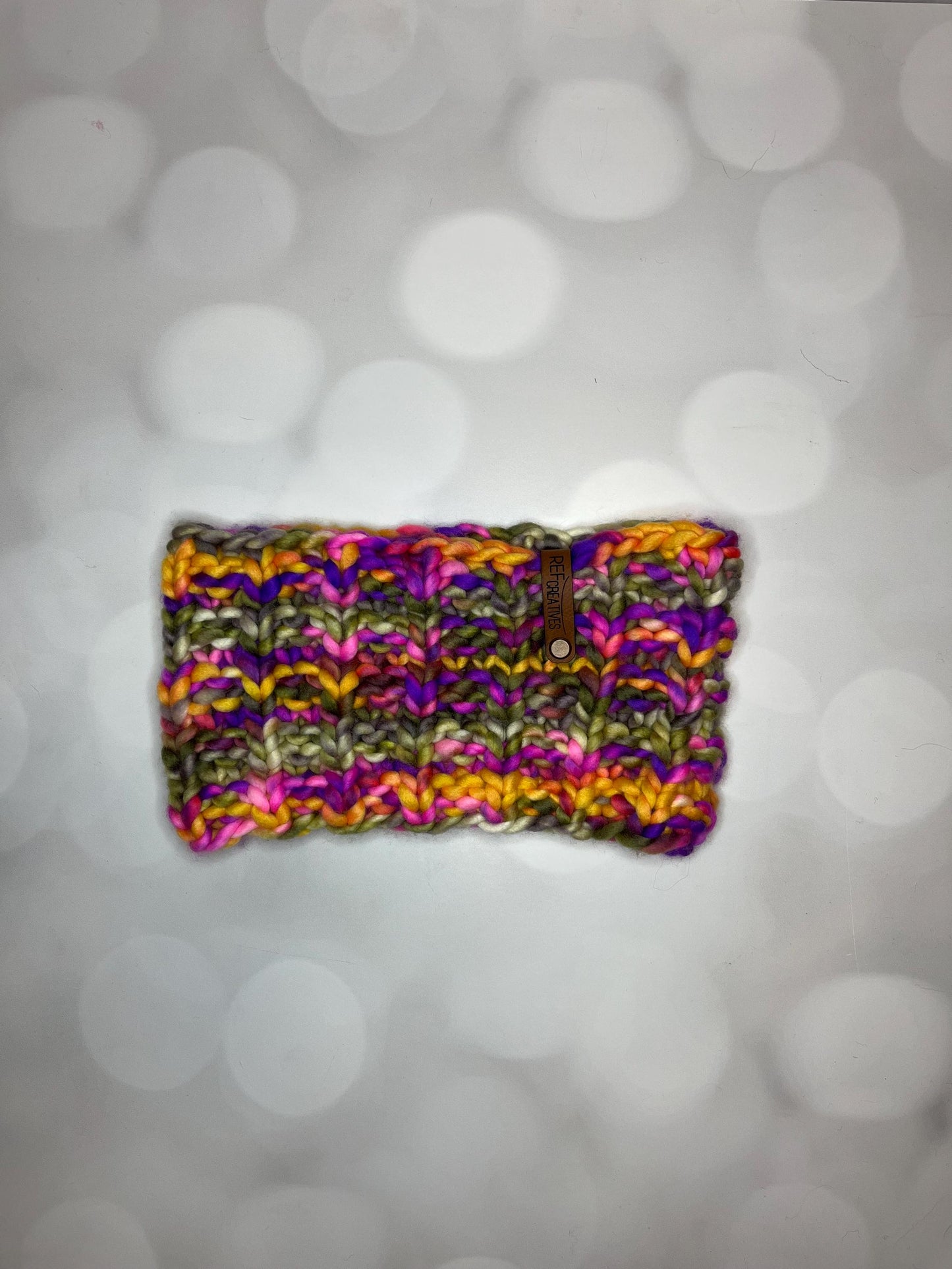 Luxury Brights and Earth Tones Hand Knit Merino Wool Ear Warmer with Hand Dyed Yarn