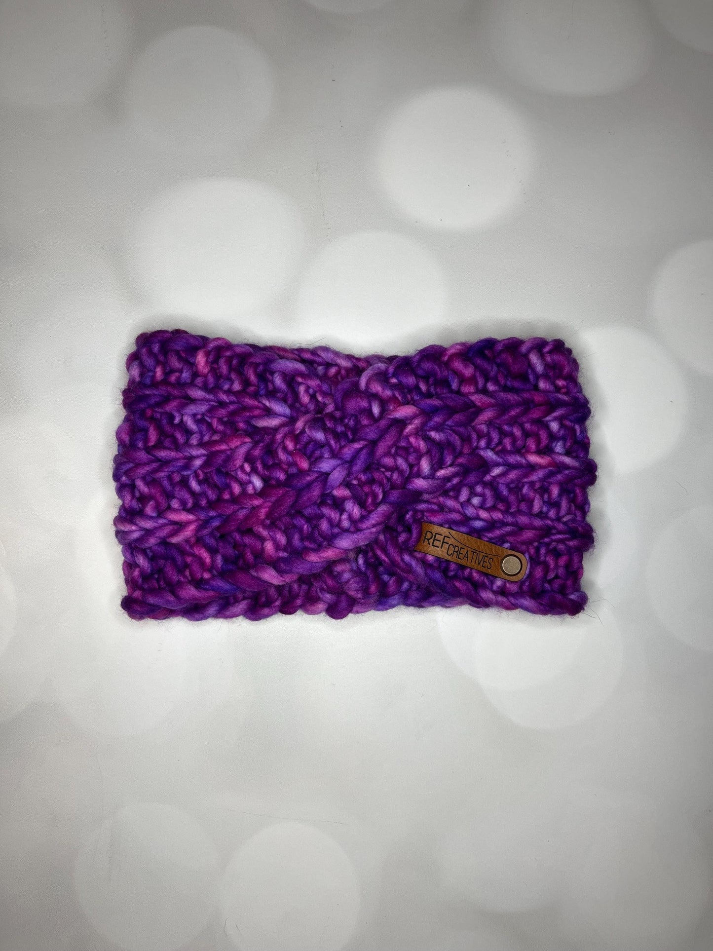 Luxury Pink and Purple Hand Knit Ear Warmer with Hand Dyed Yarn