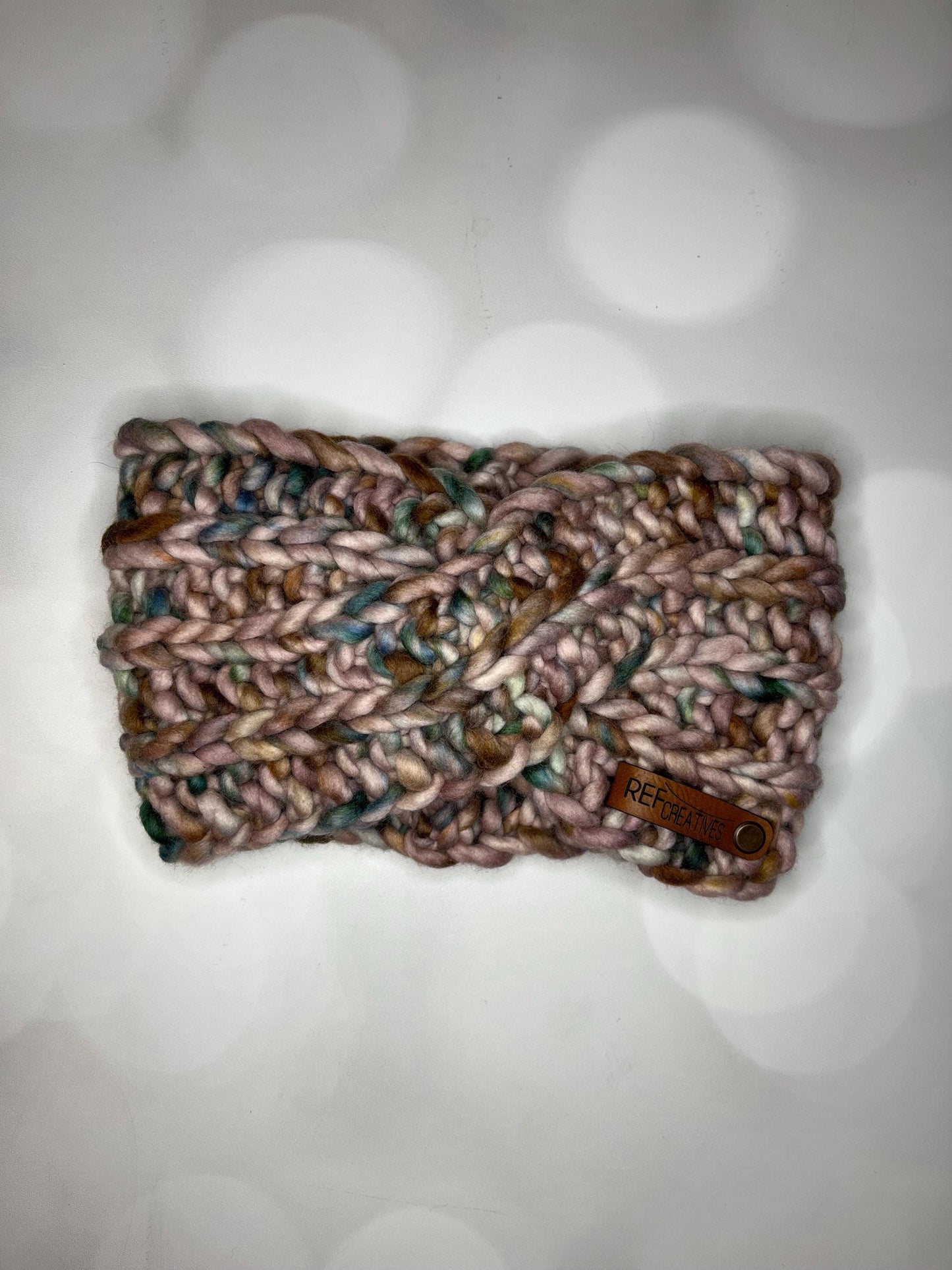 Luxury Muted Pink Hand Knit Ear Warmer with Hand Dyed Yarn