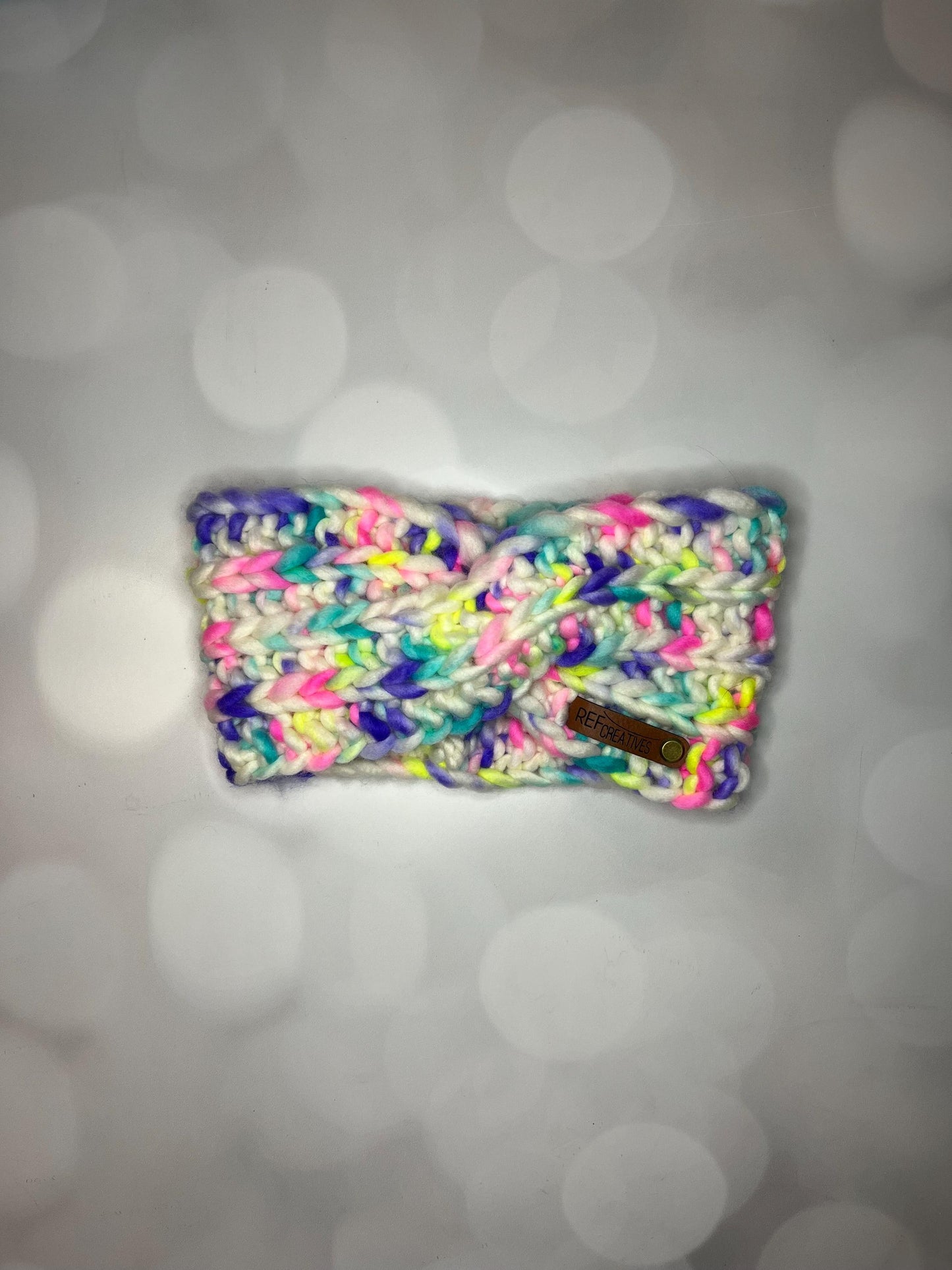 Luxury Pastel Neon Hand Knit Ear Warmer with Hand Dyed Yarn