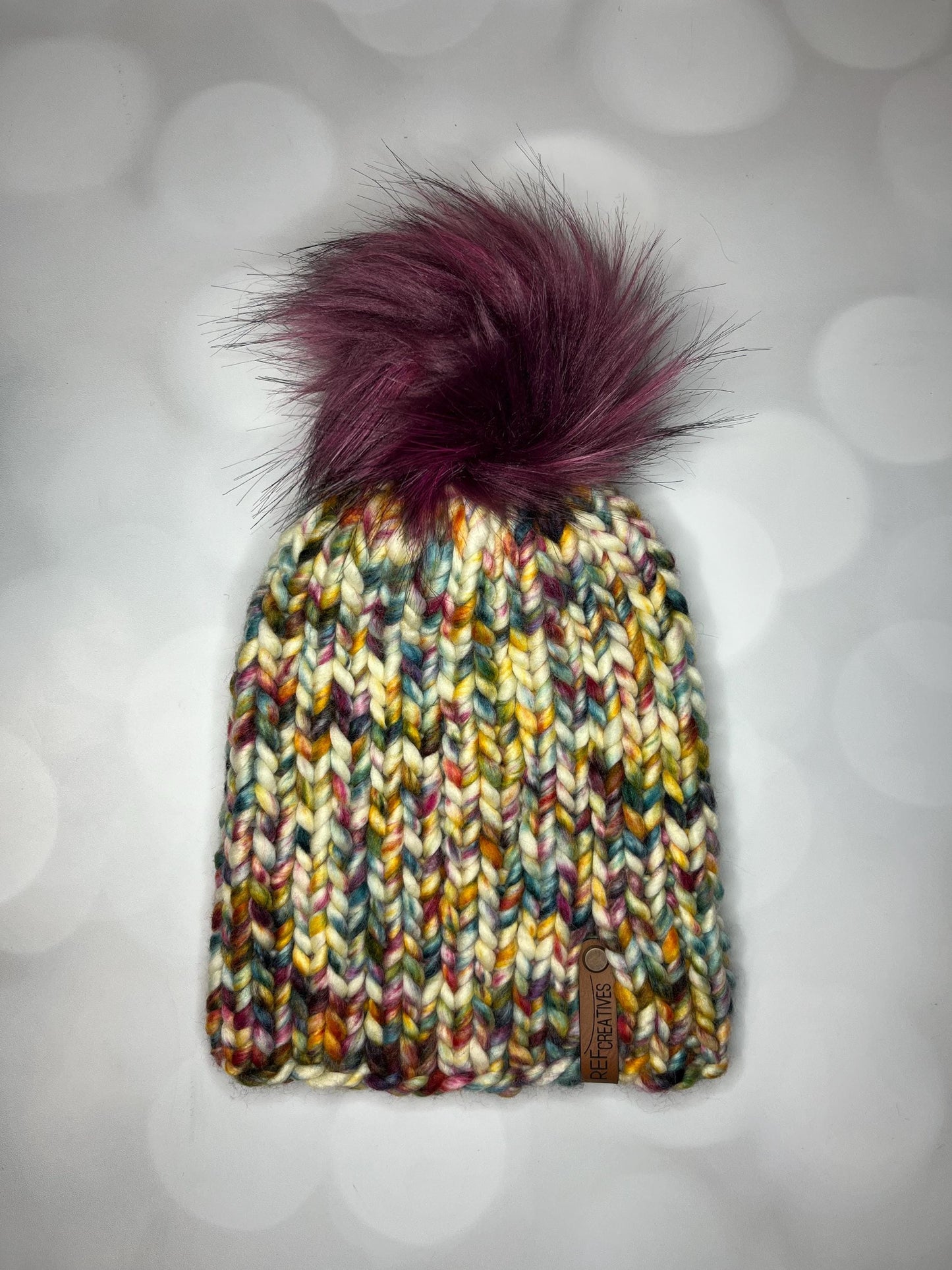Luxury Muted Rainbow Merino Wool Classic Knit Hat - Molino Classic Beanie Hand Knit Hat with Hand Dyed Yarn