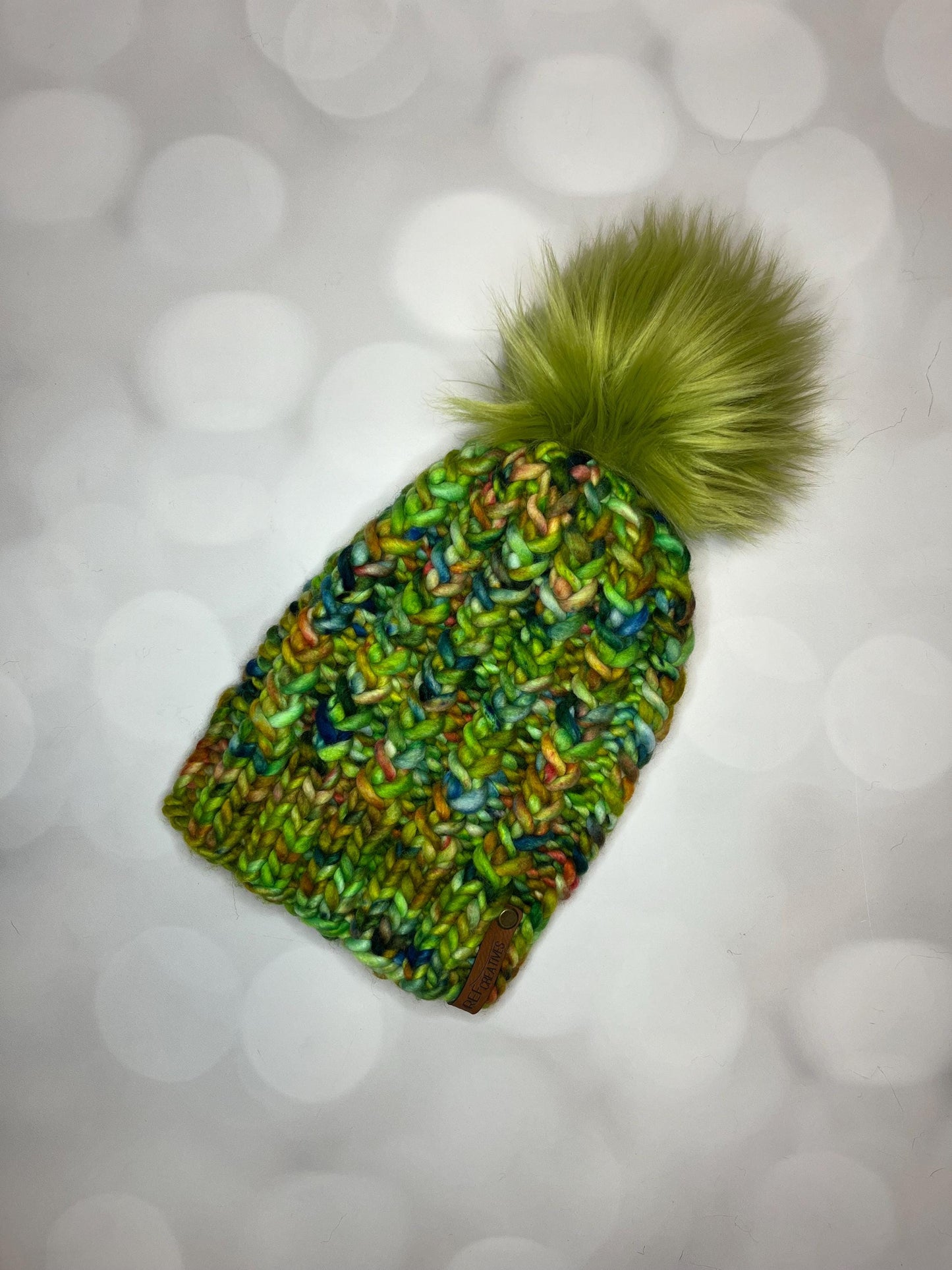 Luxury Green Merino Wool Knit Hat - Botanical Twist Beanie Hand Knit Hat with Hand Dyed Yarn