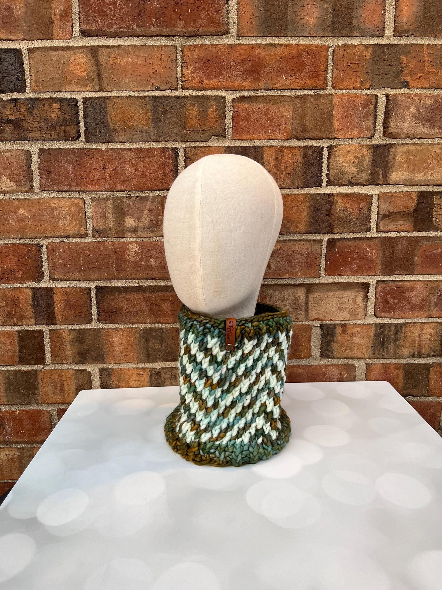 Luxury Green Merino Wool Knit Neckwarmer - Green Hand Knit Cowl with Hand Dyed Yarn