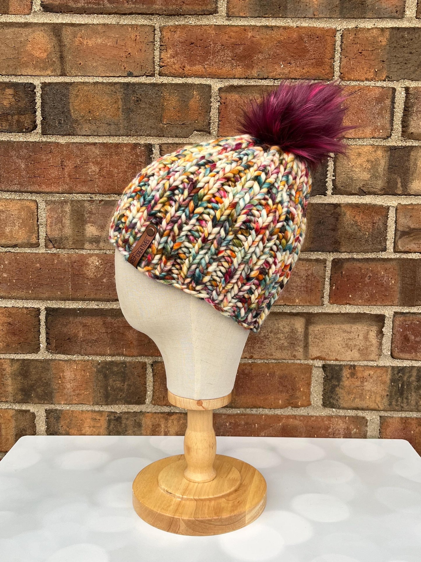 Luxury Muted Rainbow Merino Wool Classic Knit Hat - Molino Classic Beanie Hand Knit Hat with Hand Dyed Yarn