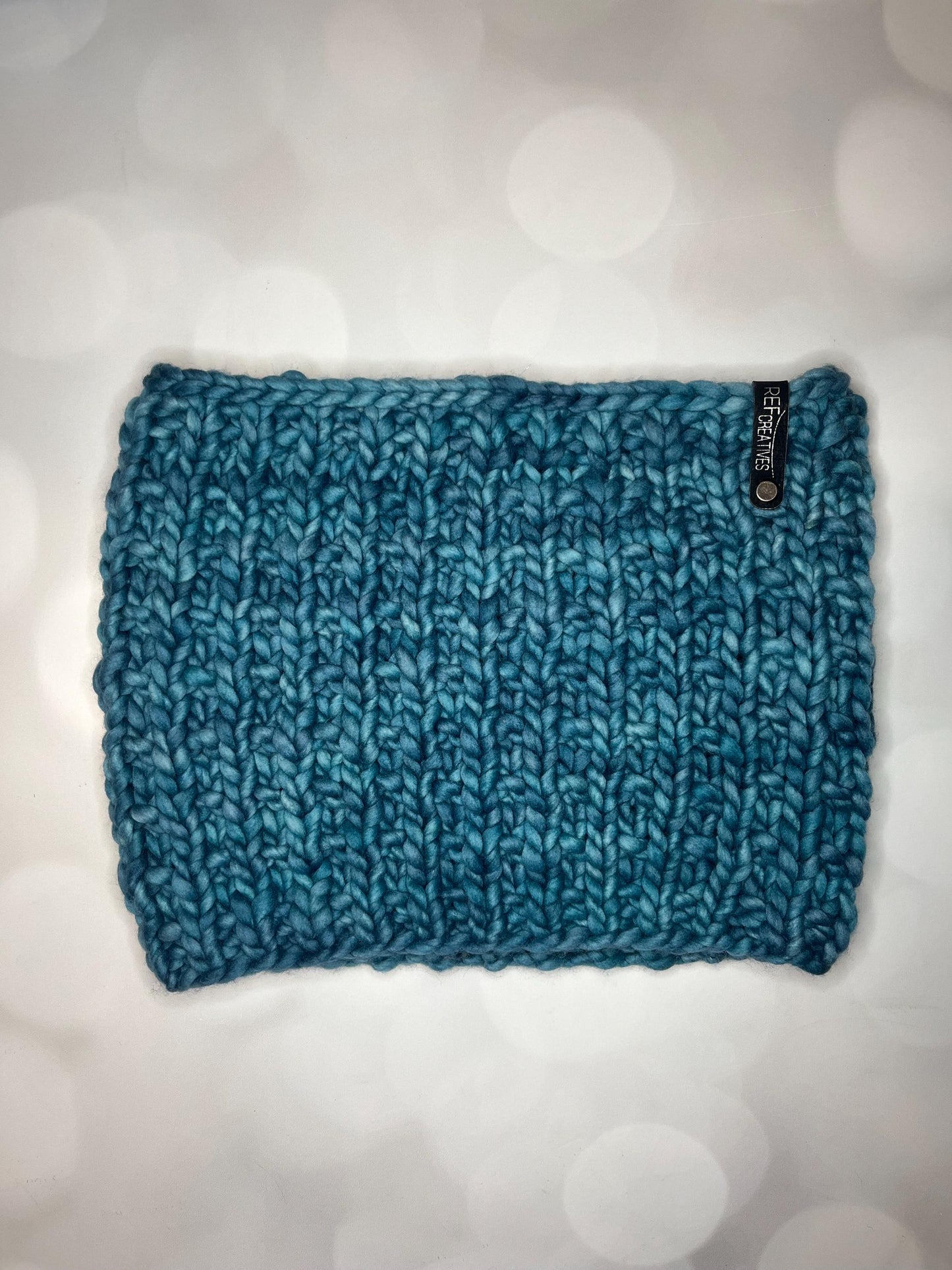 Luxury Teal Merino Wool Knit Neckwarmer - Hand Knit Cowl with Hand Dyed Yarn