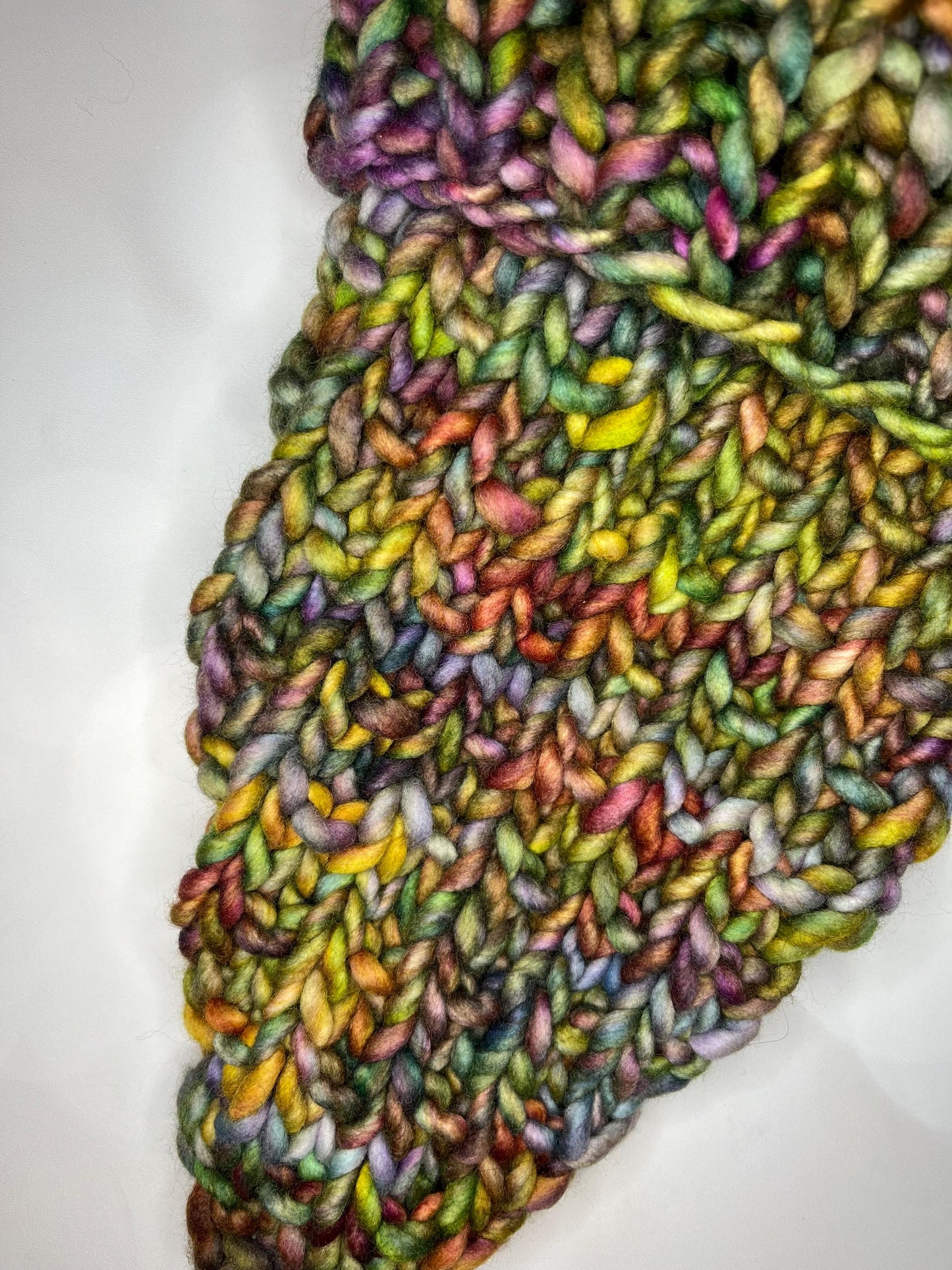 Luxury Fall Leaves Bandana Style Merino Wool Knit Neckwarmer - Hand Knit Cowl with Hand Dyed Yarn