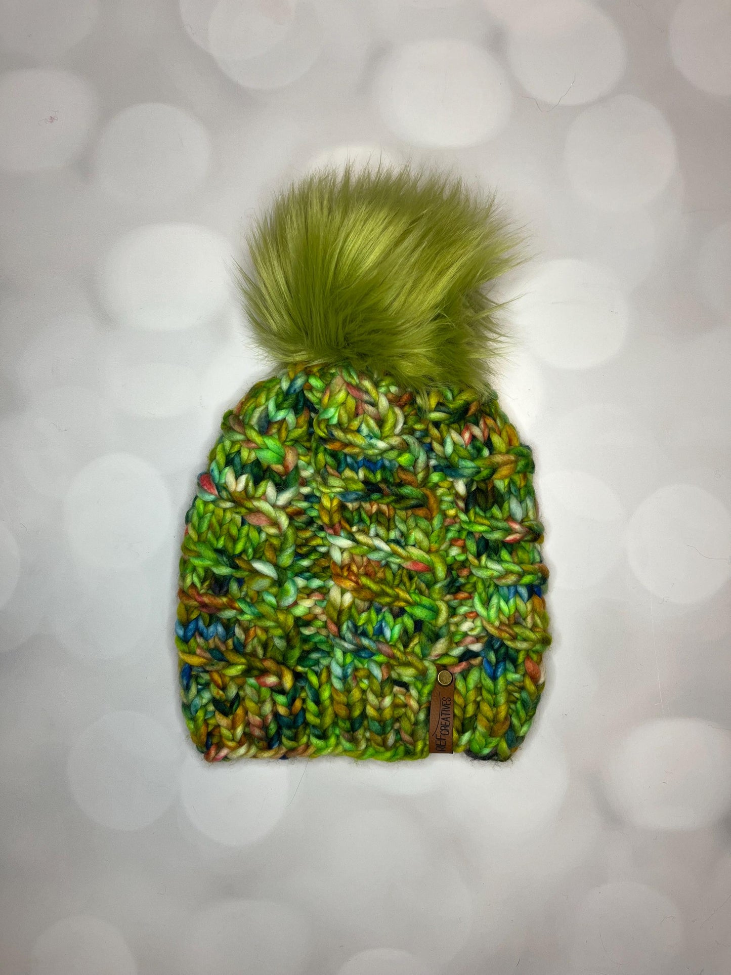 Luxury Green Merino Wool Beanie - Botanical Climbing Ivy Hand Knit Hat with Hand Dyed Yarn