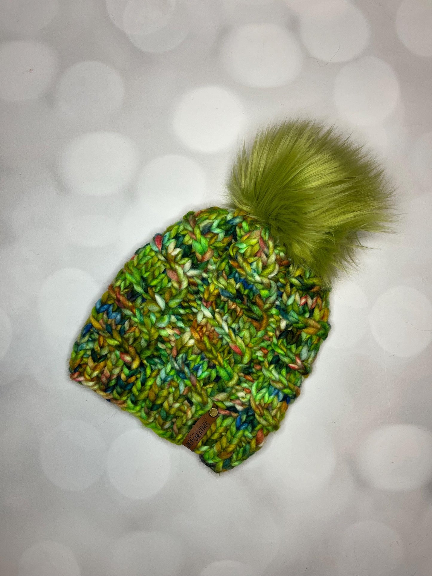 Luxury Green Merino Wool Beanie - Botanical Climbing Ivy Hand Knit Hat with Hand Dyed Yarn