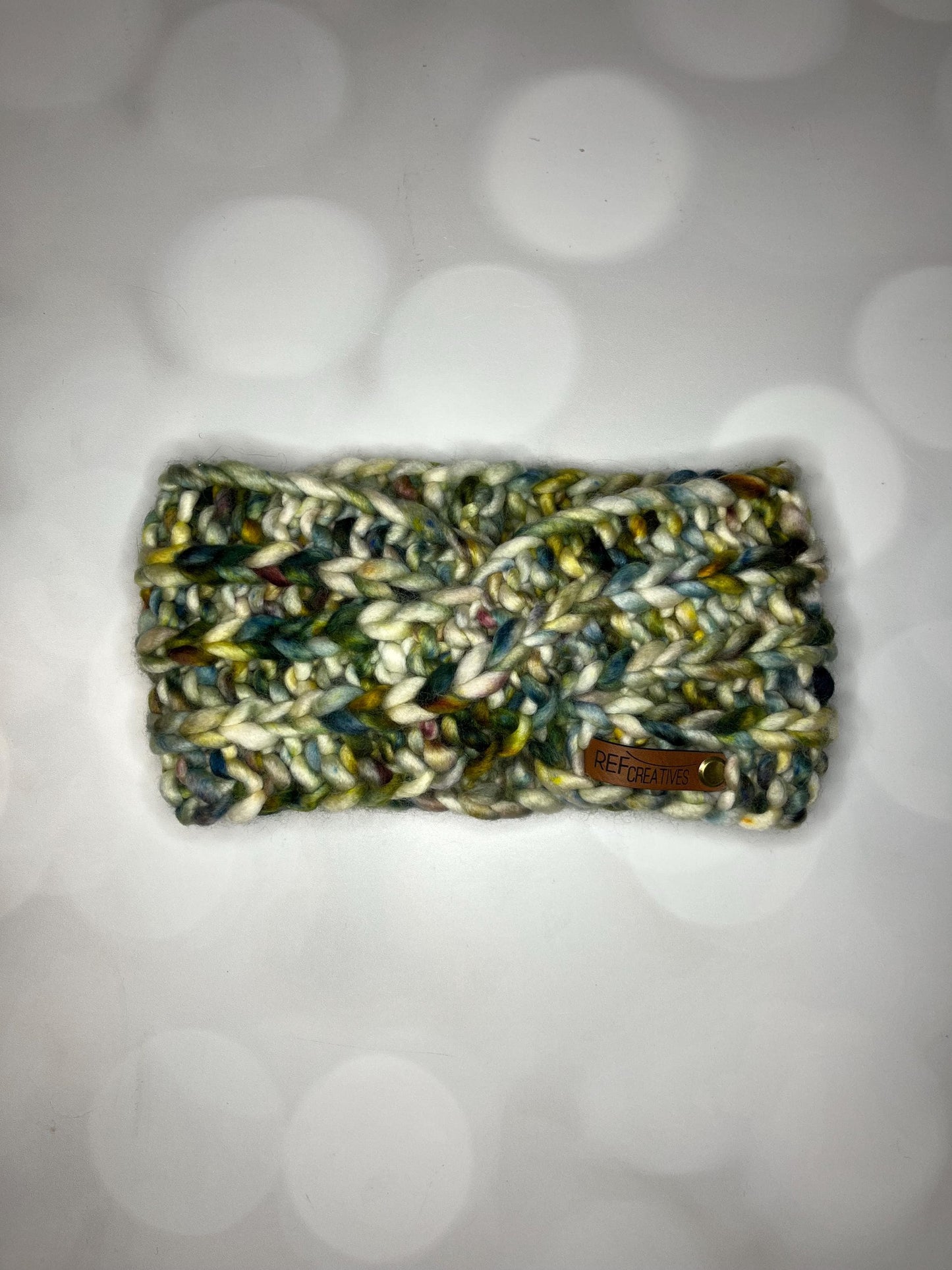 Luxury Muted Greens Hand Knit Ear Warmer with Hand Dyed Yarn
