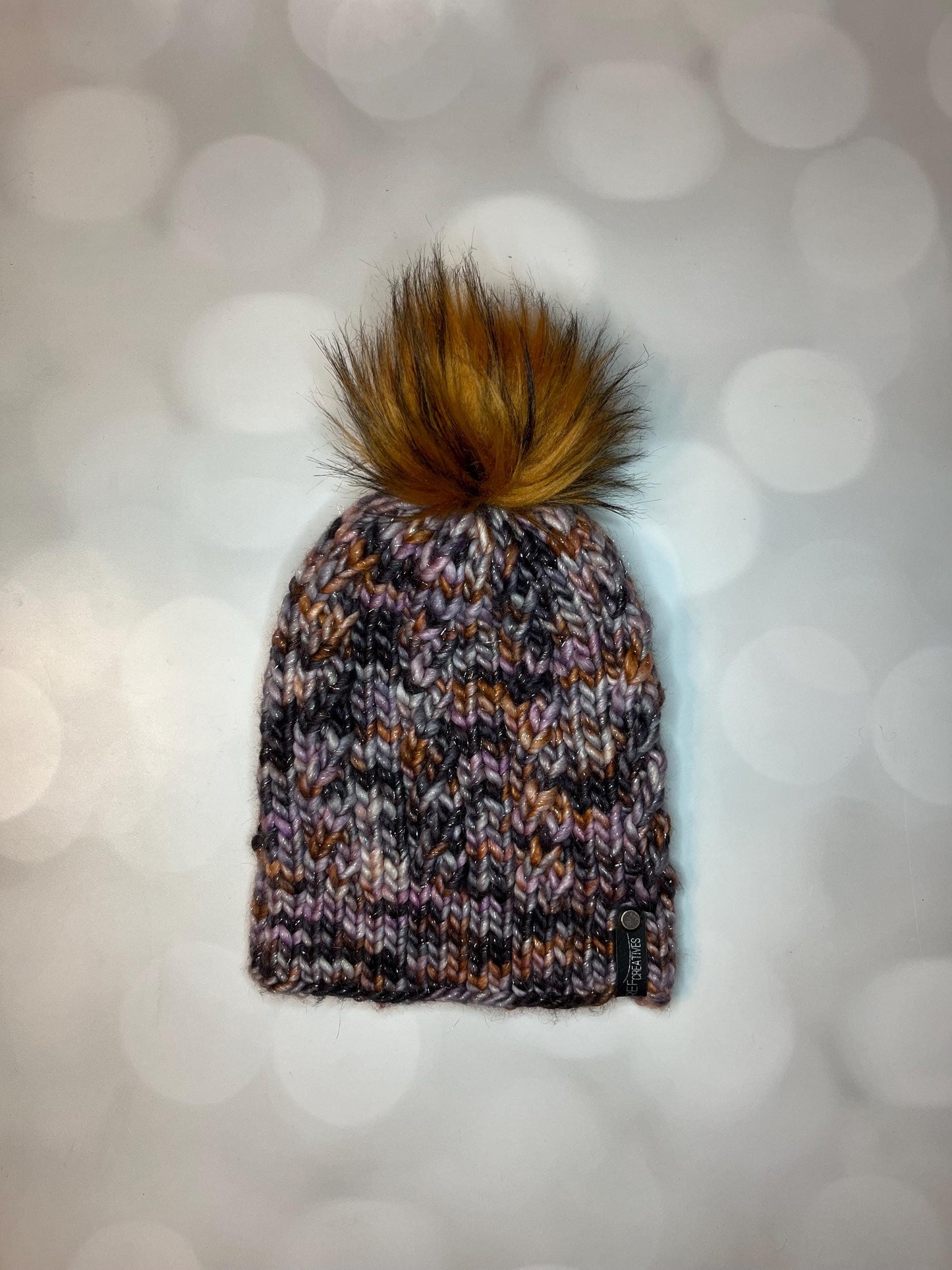 Luxury Sparkly Black Orange Purple Merino Wool Knit Hat - Halloween Spindrift Hand Knit Hat with Hand Dyed Yarn