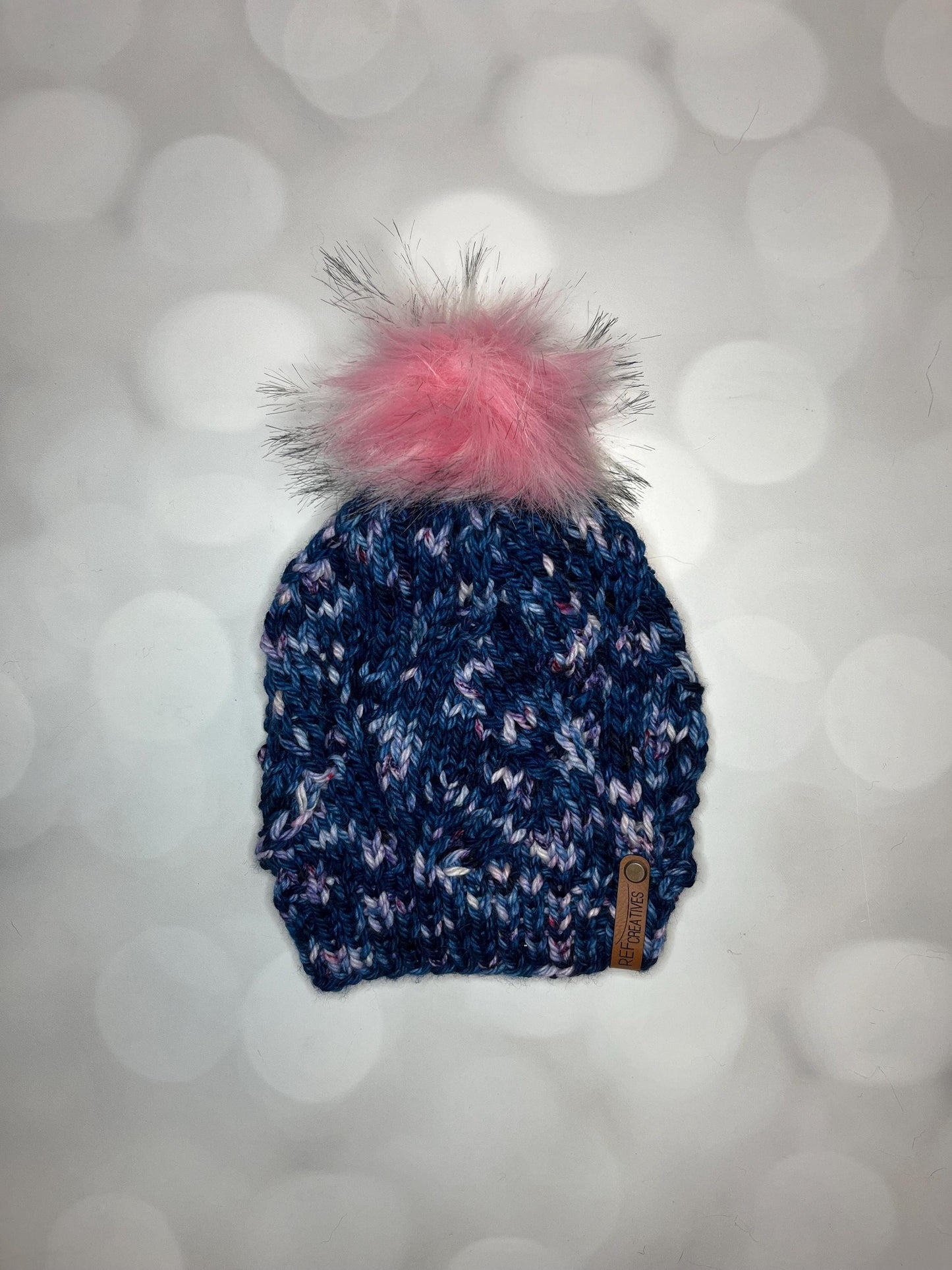 Luxury Navy Merino Wool Knit Hat - Acadian Autumn Leaves Hand Knit Hat with Hand Dyed Yarn