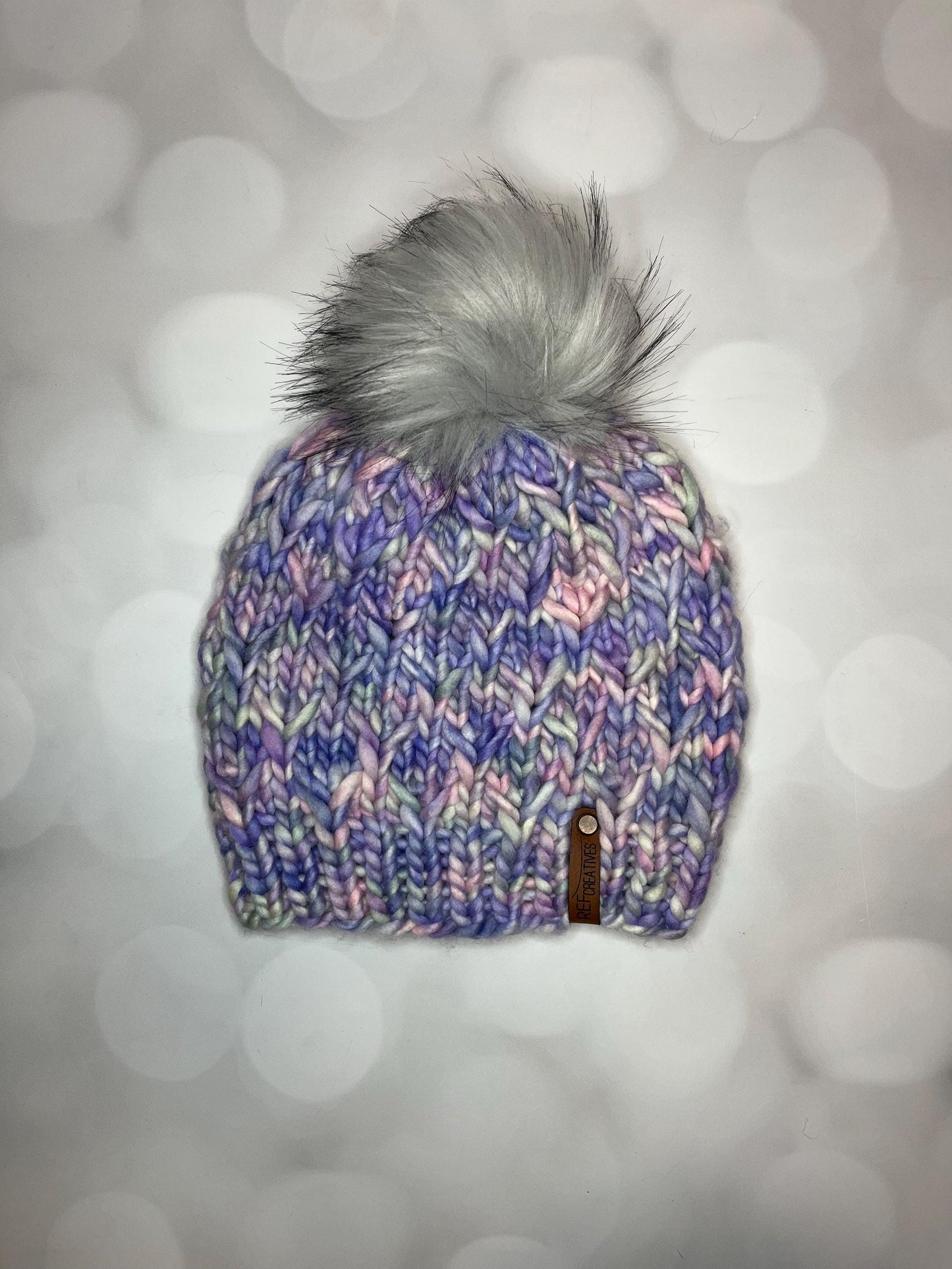 Luxury Merino Pastel Purple Knit Hat - Rosewood Bloom Beanie Hand Knit Hat with Hand Dyed Yarn
