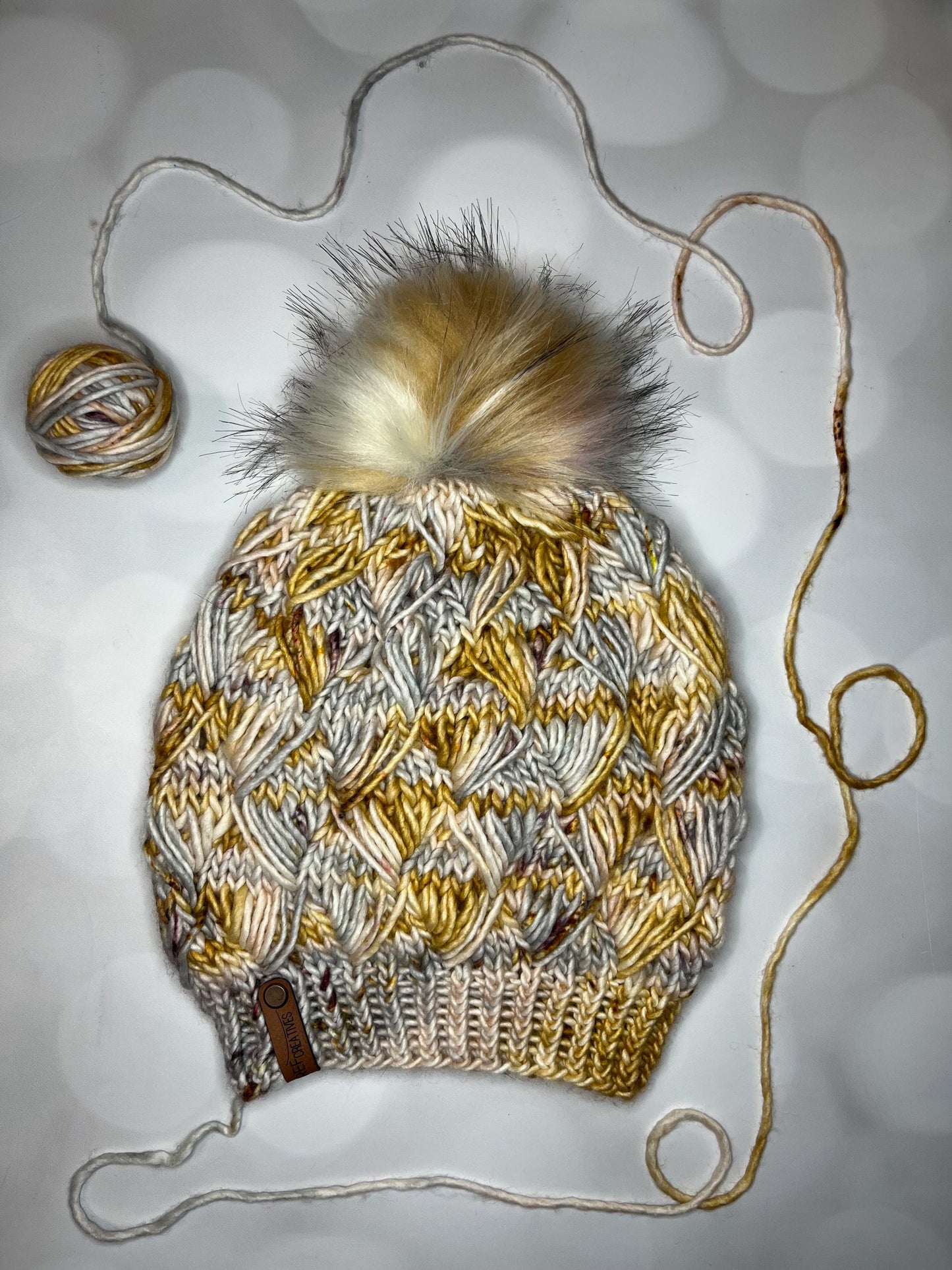 Luxury Feathertail Merino Wool Beanie - Bronze Silver Pink Hand Knit Hat with Hand Dyed Yarn