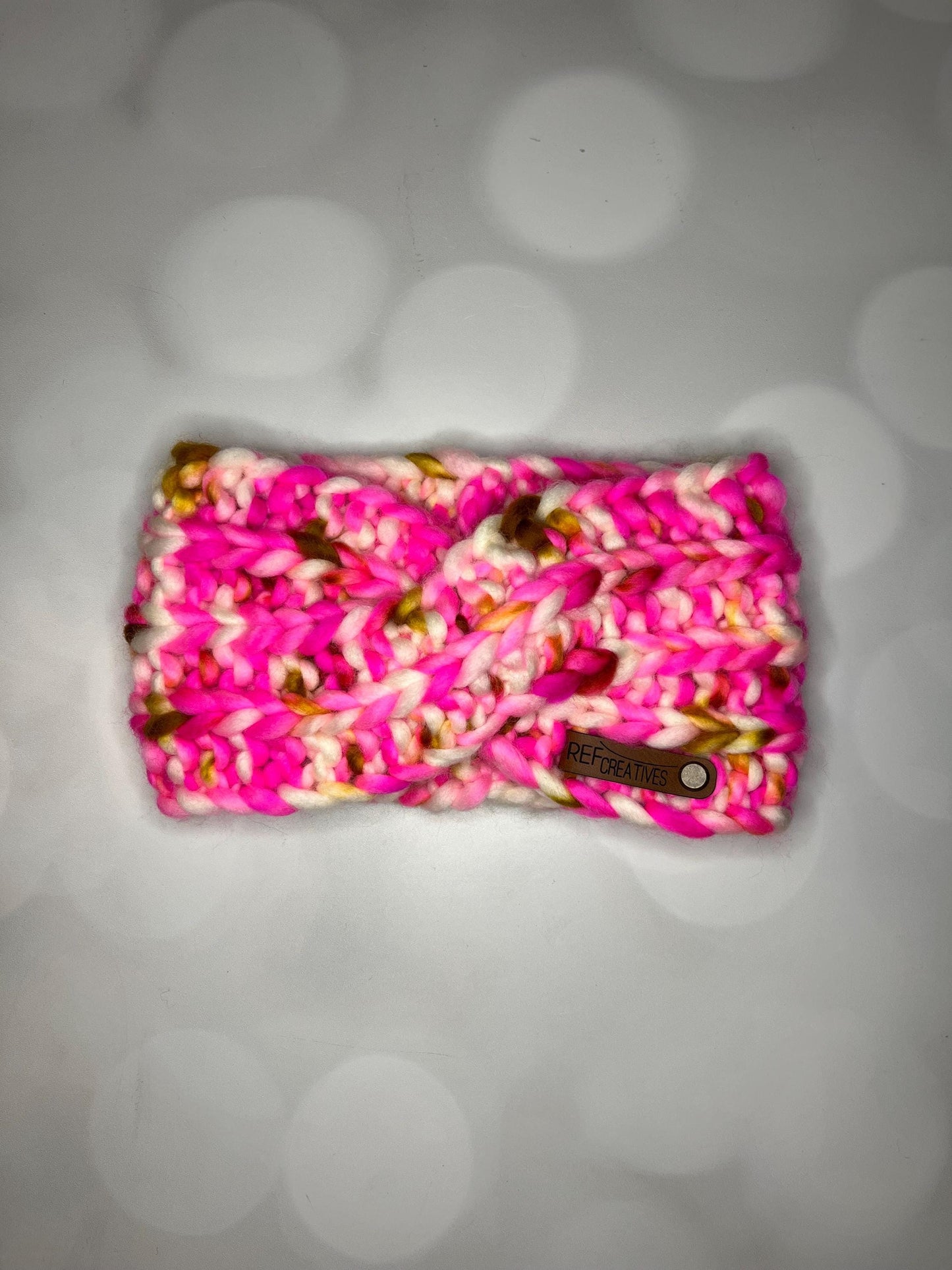 Luxury Pink Hand Knit Ear Warmer with Hand Dyed Yarn