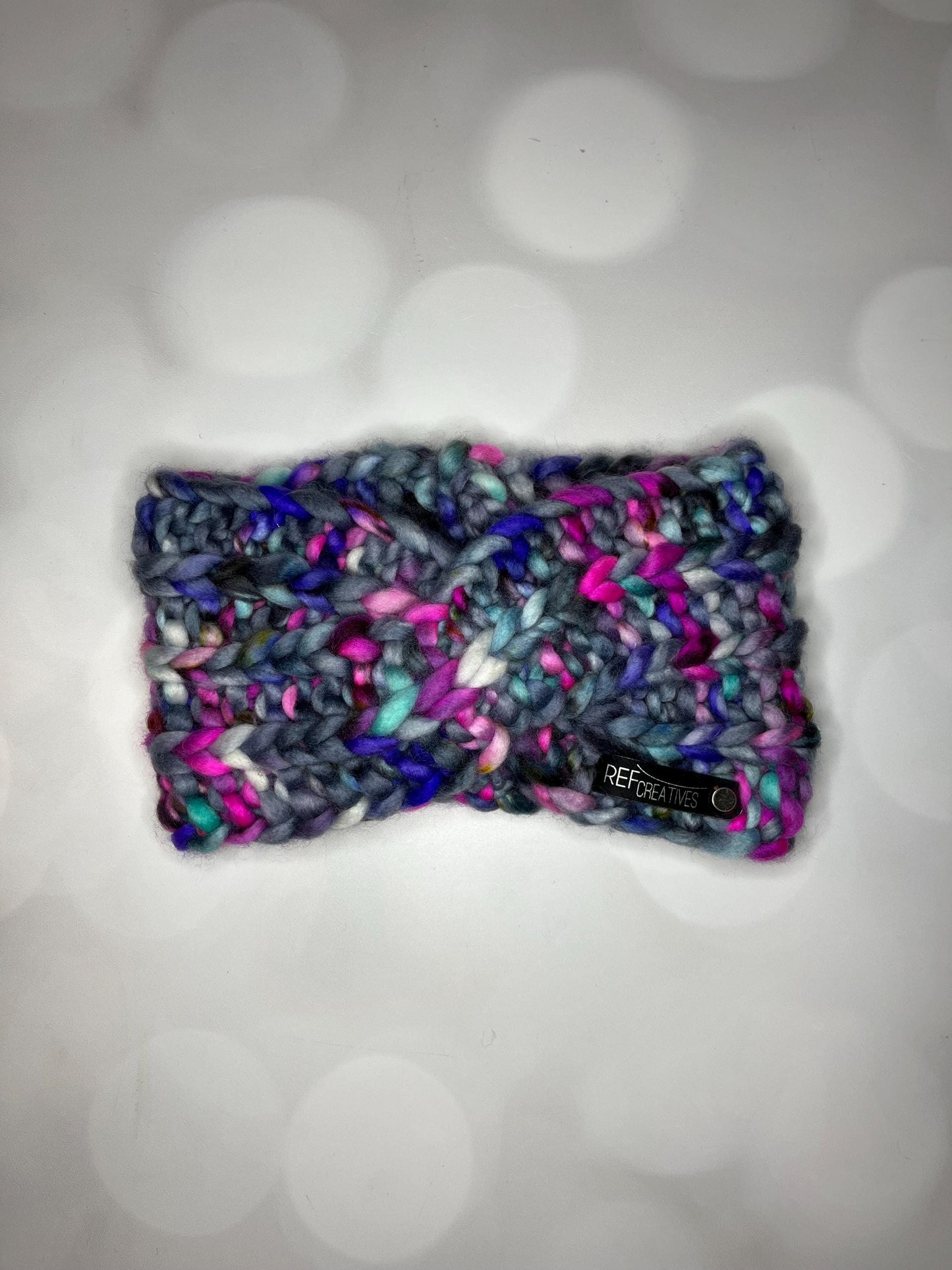 Luxury Grey Hand Knit Ear Warmer with Hand Dyed Yarn