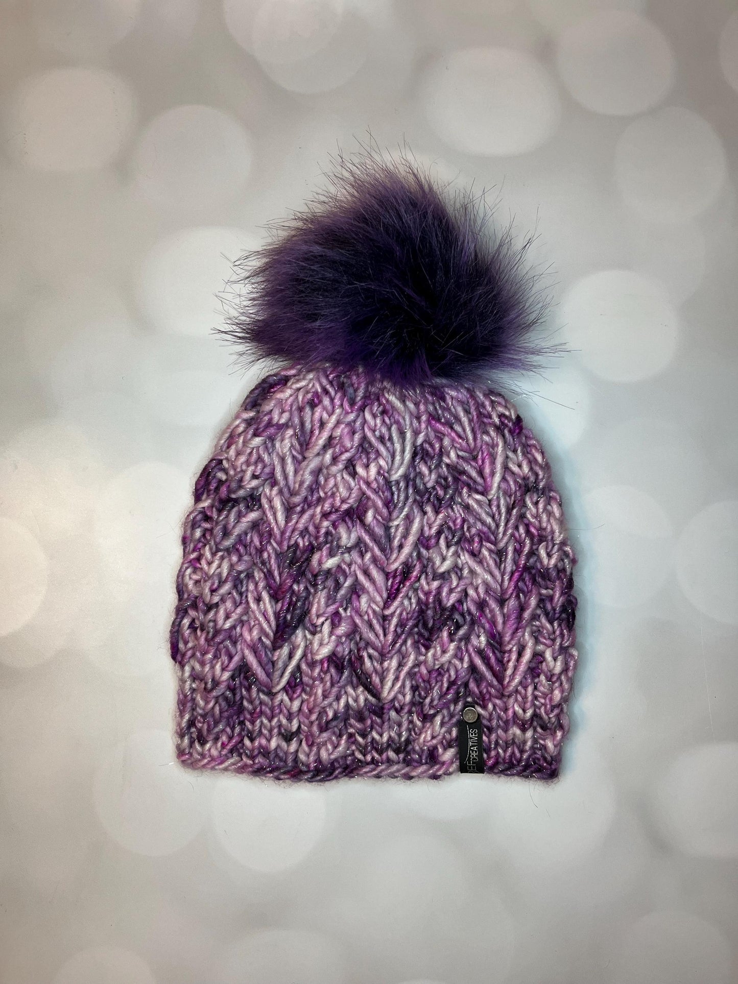 Luxury Sparkly Purple Merino Wool Knit Hat - Amortentia Toque Hand Knit Hat with Hand Dyed Yarn