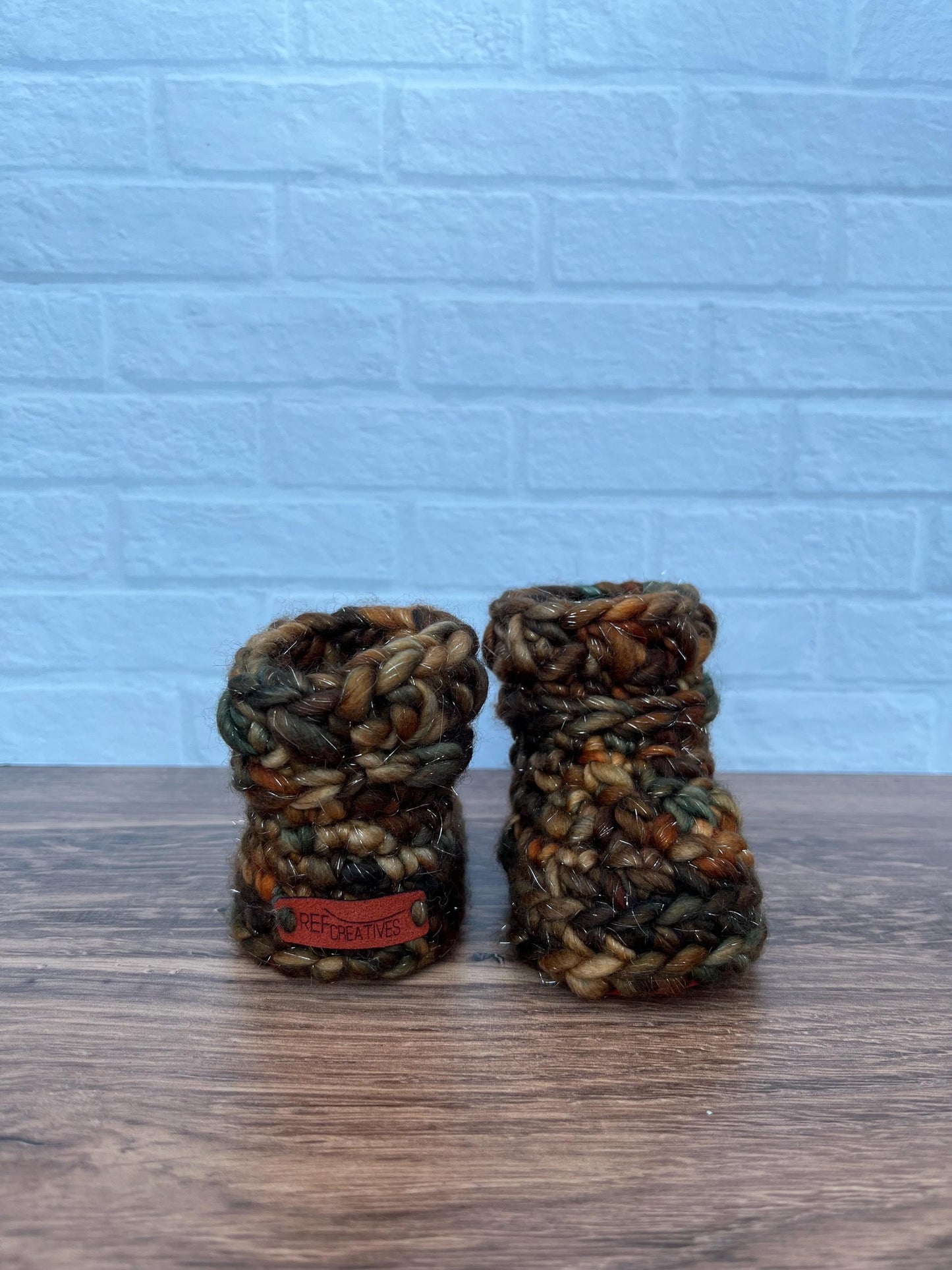 3-6 months - Luxury Sparkly “Little Pumpkin” Merino Wool Crochet Baby Booties - Hand Crocheted Baby Booties with Hand Dyed Yarn