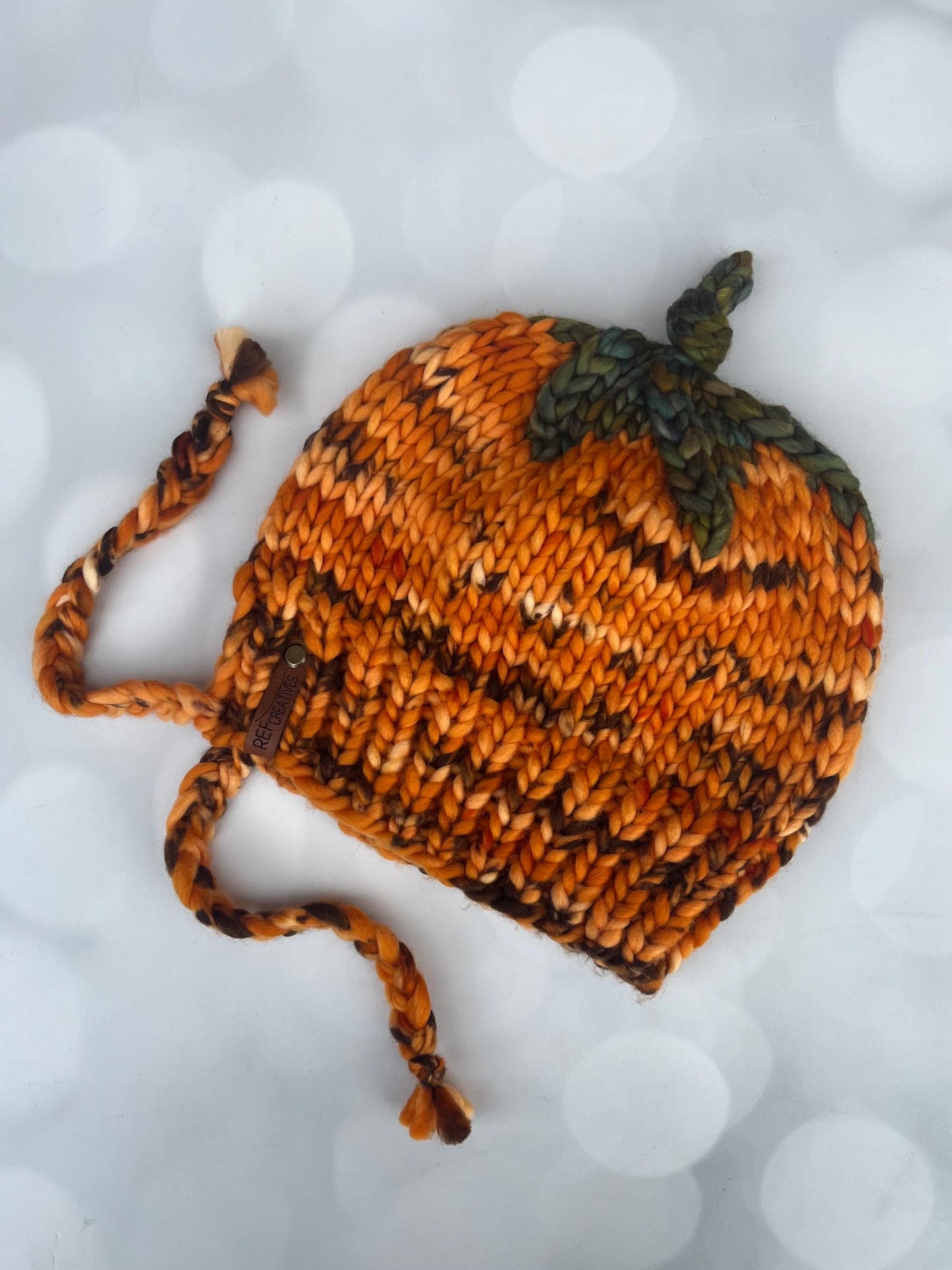 Luxury Orange Pumpkin Split Brim Merino Wool Knit Hat - Bonnet Style Knit Hat with Hand Dyed Yarn