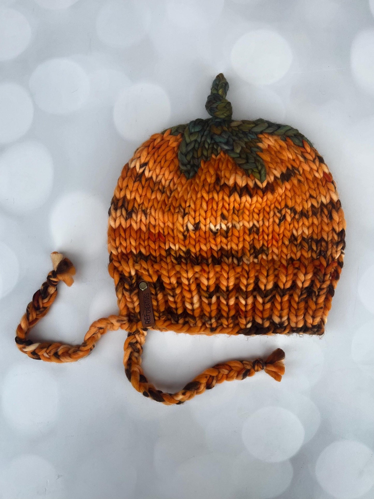 Luxury Orange Pumpkin Split Brim Merino Wool Knit Hat - Bonnet Style Knit Hat with Hand Dyed Yarn