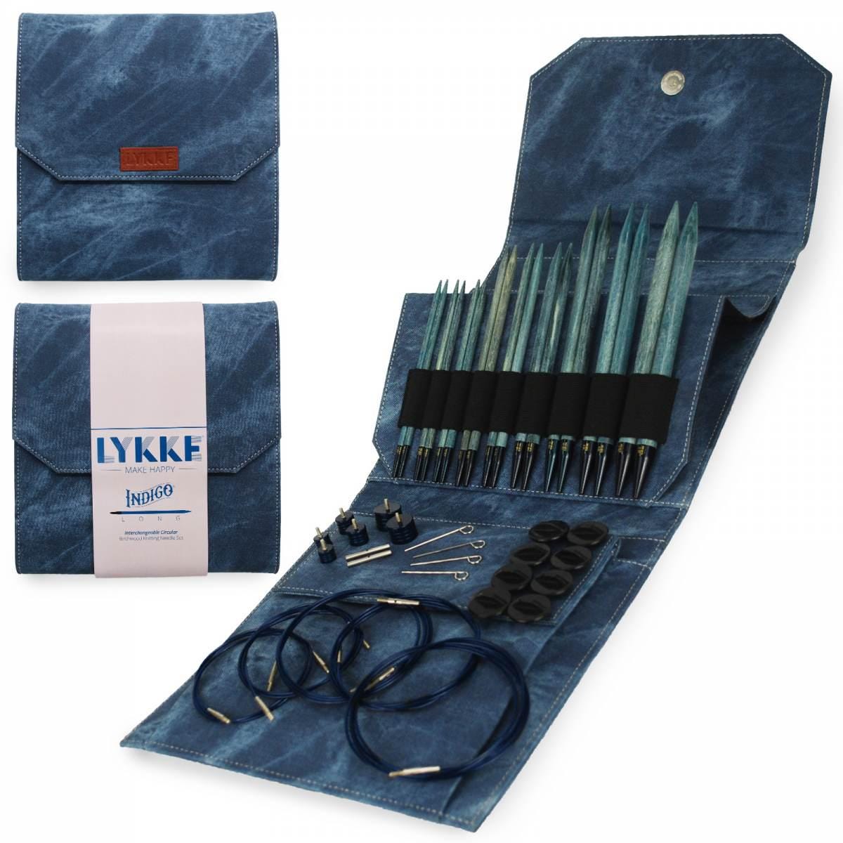 Lykke Knitting Needles - Indigo Long Interchangeable Circular Needle Set - Azure Denim Effect