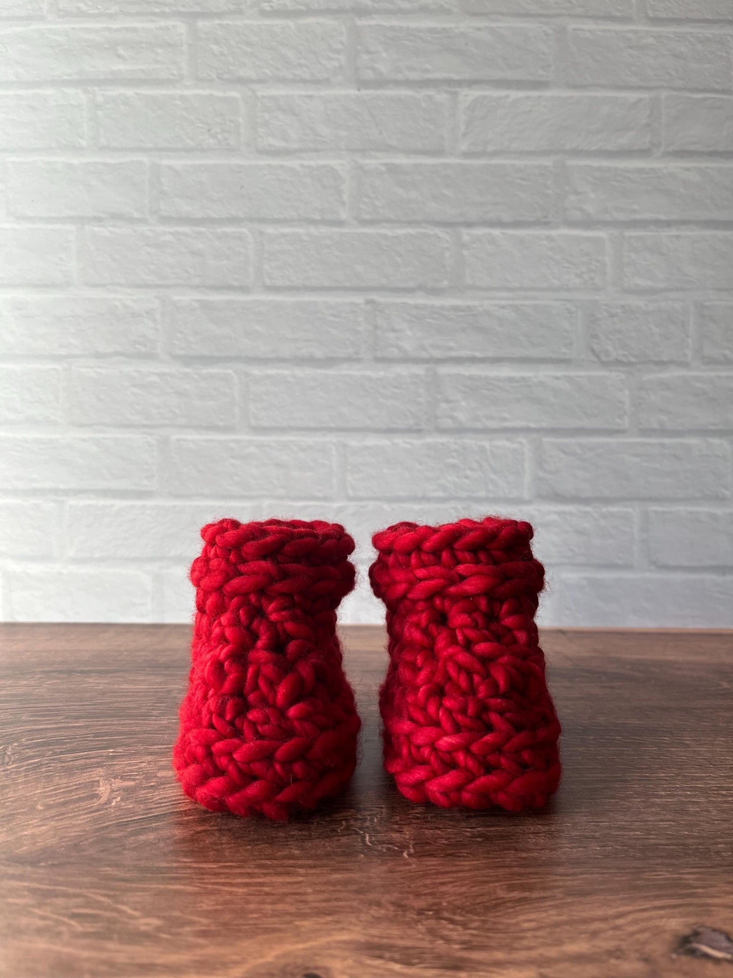 0-3 months - Luxury Blue “Santa’s Little Helper” Merino Wool Crochet Baby Booties - Hand Crocheted Baby Booties with Hand Dyed Yarn