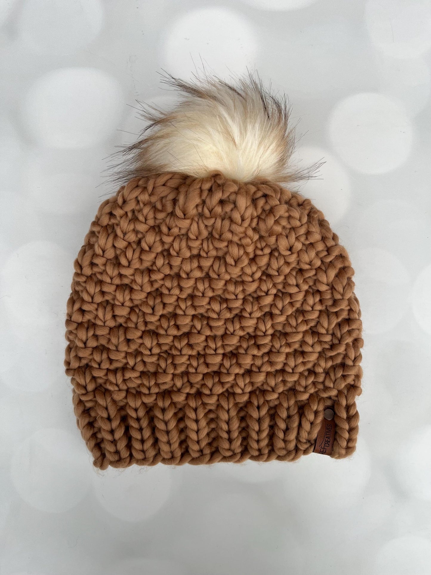 Luxury Gingerbread Merino Wool Beanie - Double Seed Stitch Hand Knit Hat with Hand Dyed Yarn