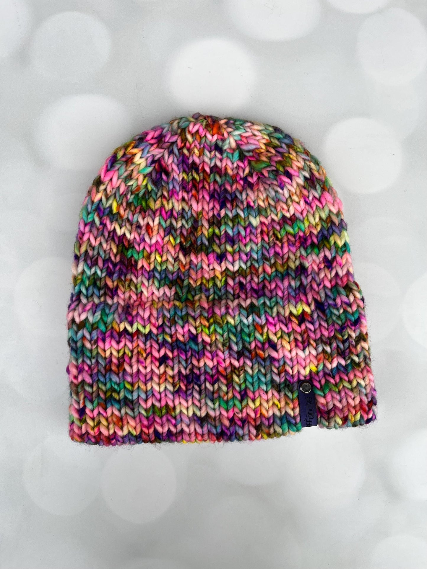 Luxury Faded Rainbow Double Brim Merino Wool Beanie - Hand Knit Hat with Hand Dyed Yarn