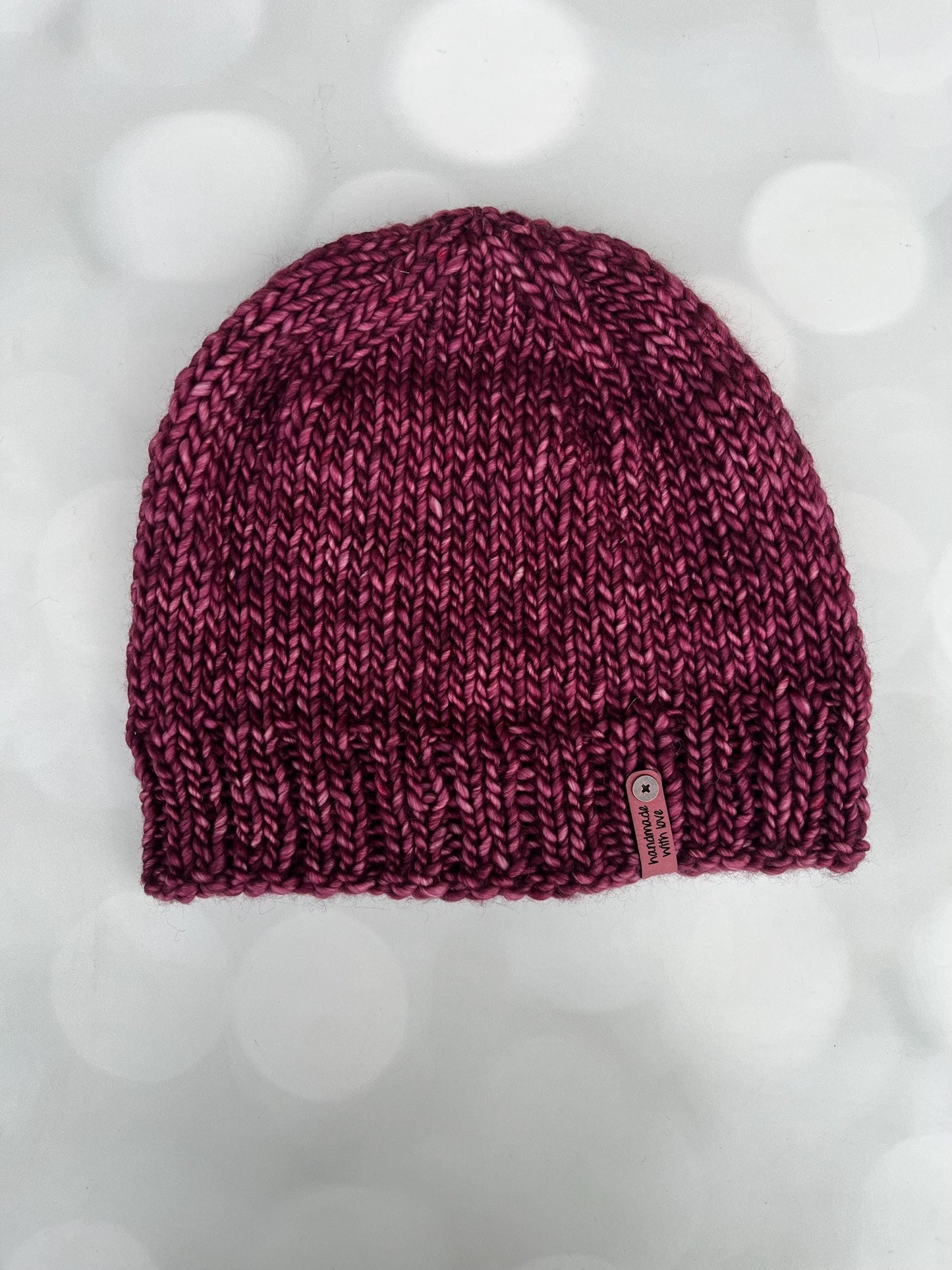 Luxury Maroon Folded Brim Merino Wool Beanie - Teenie Weenie Beanie Hand Knit Hat with Hand Dyed Yarn