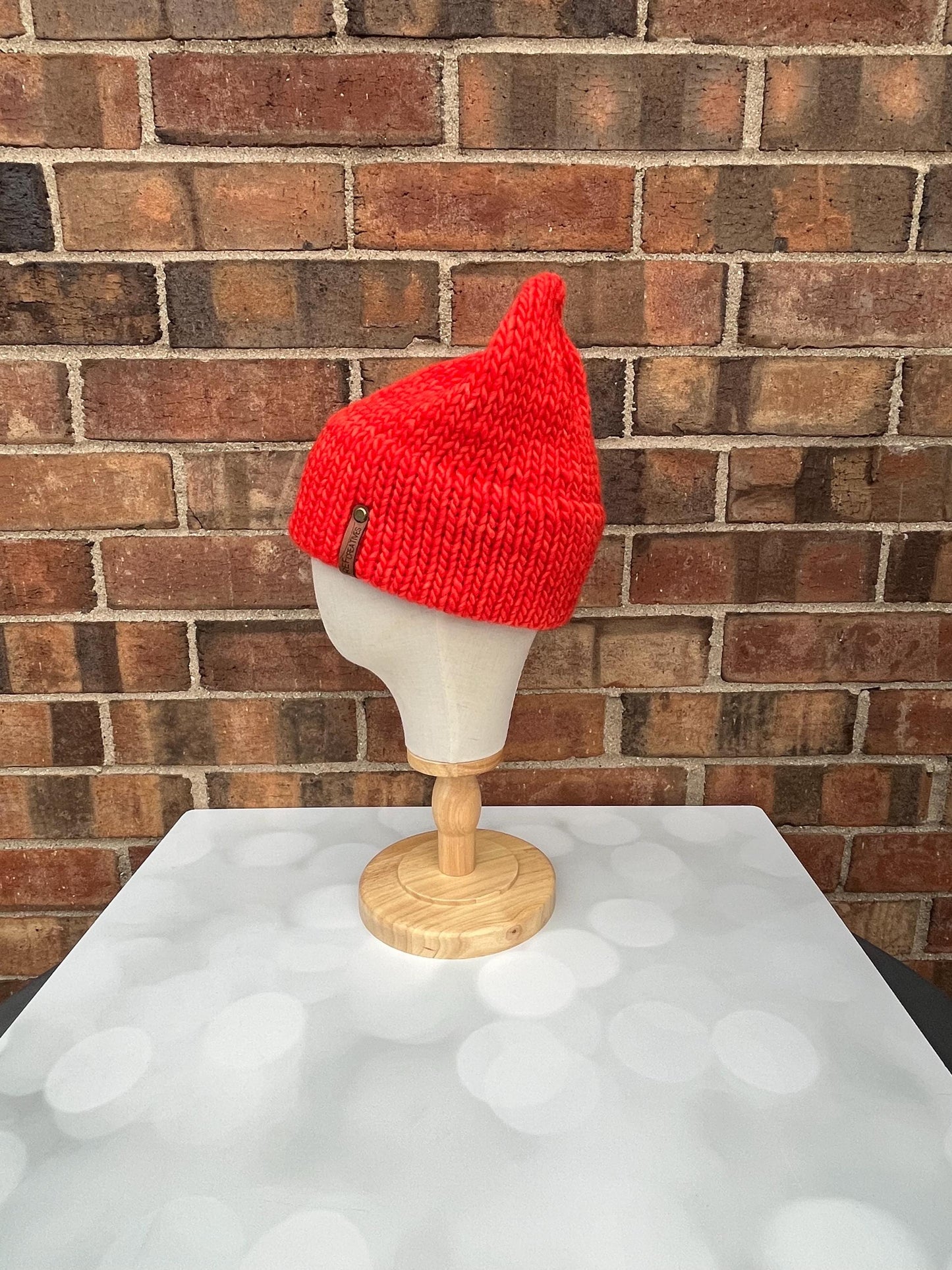 Luxury Deep Coral Orange Double Brim Merino Wool Beanie - Hand Knit Hat with Hand Dyed Yarn
