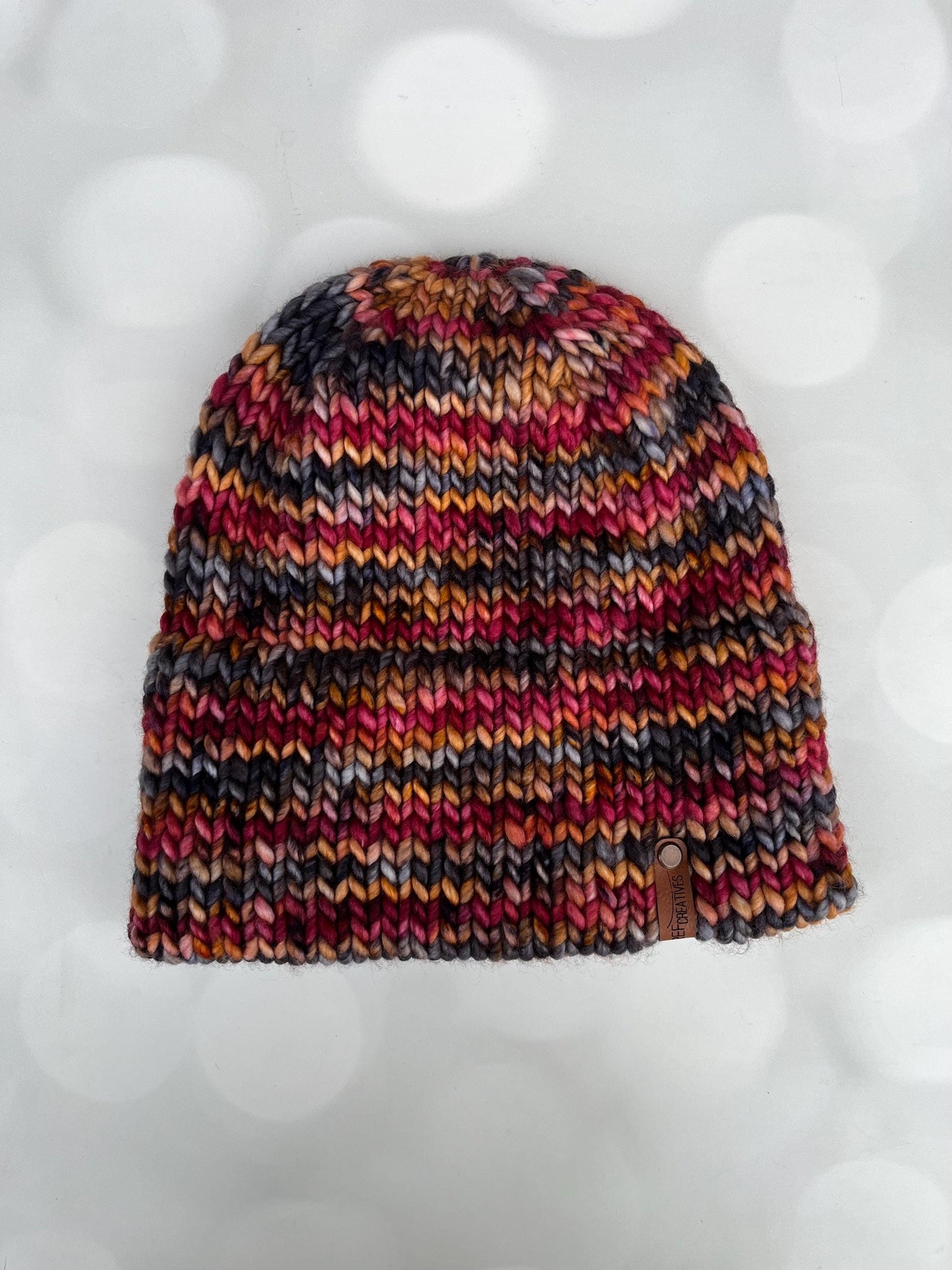 Luxury Maroon Black Brown Double Brim Merino Wool Beanie - Hand Knit Hat with Hand Dyed Yarn