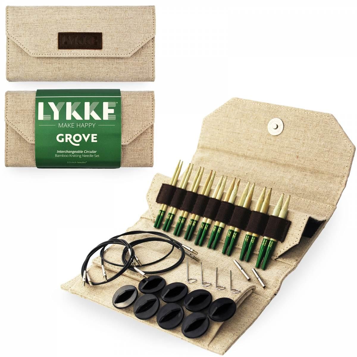 Lykke Knitting Needles - Grove 3.5" Interchangeable Circular Needle Set - Beige Jute Canvas