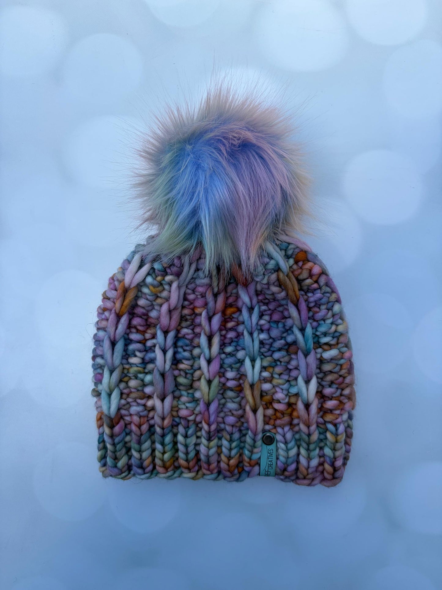 Luxury Pastel Sunrise Merino Wool Ribbed Knit Hat - Nova Beanie Hand Knit Hat with Hand Dyed Yarn