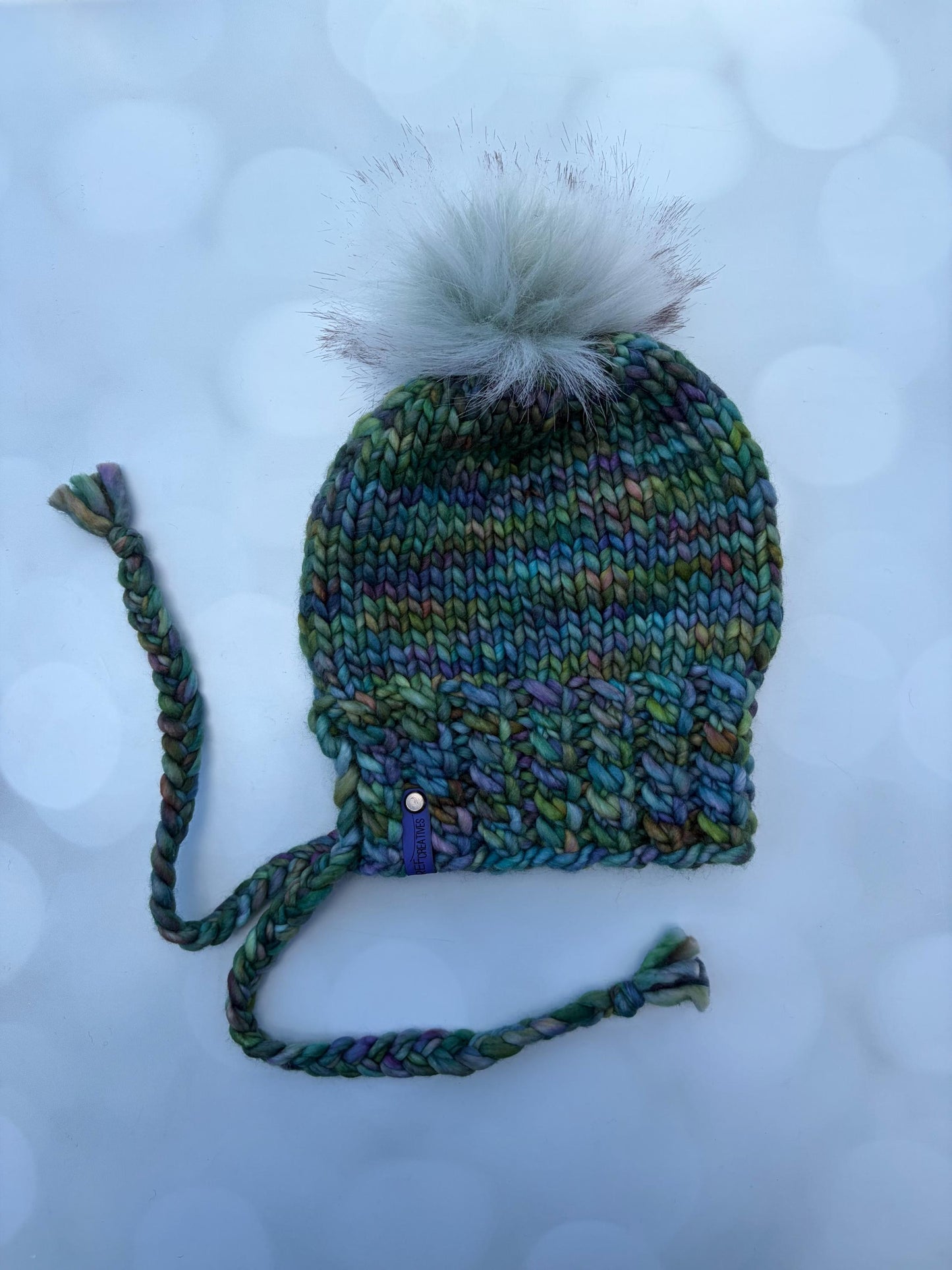Luxury Green Split Brim Merino Wool Knit Hat - Bonnet Style Knit Hat with Hand Dyed Yarn