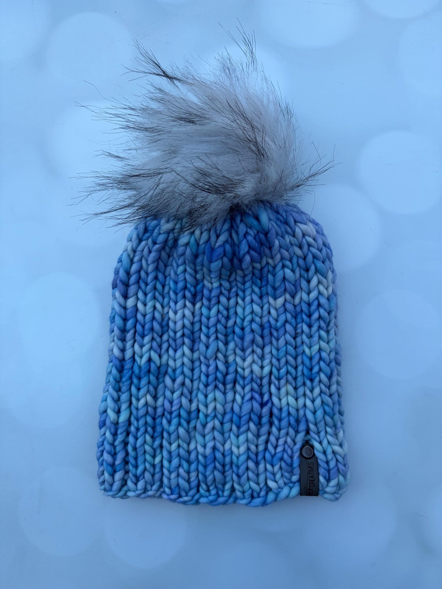 Luxury Light Blue Merino Wool Ribbed Knit Hat - Icy Aquamarine Classic Beanie Hand Knit Hat with Hand Dyed Yarn