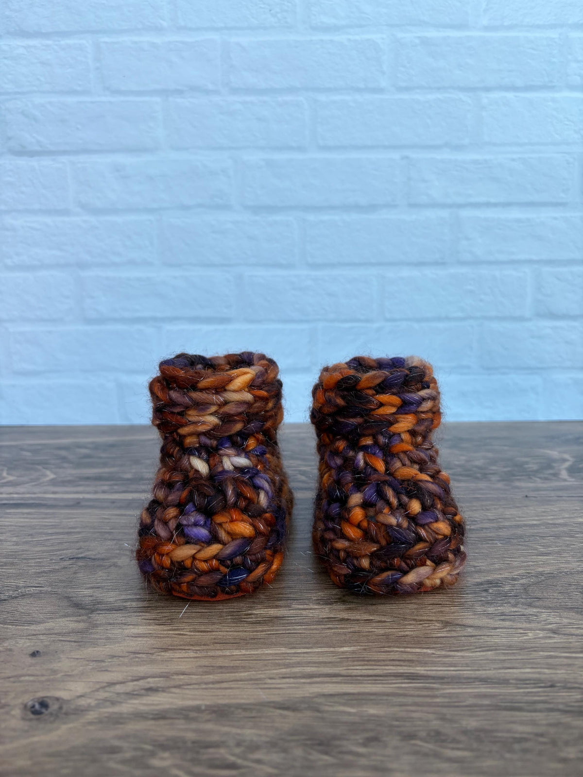3-6 months - Luxury Sparkly “Little Pumpkin” Merino Wool Crochet Baby Booties - Hand Crocheted Baby Booties with Hand Dyed Yarn